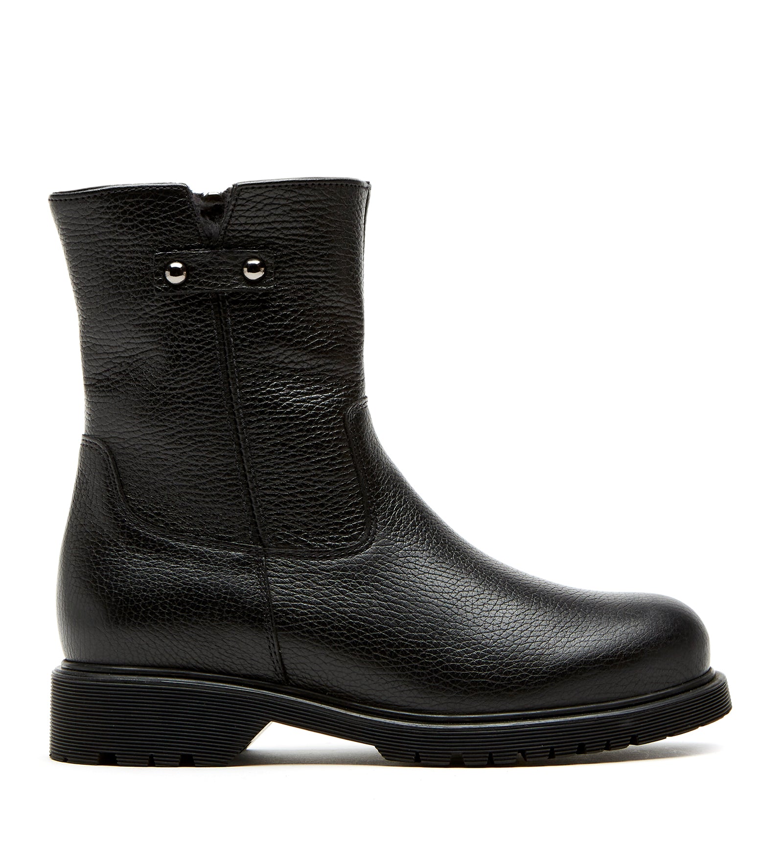 HOGAN SHEARLING-LINED PEBBLE LEATHER BOOTIE