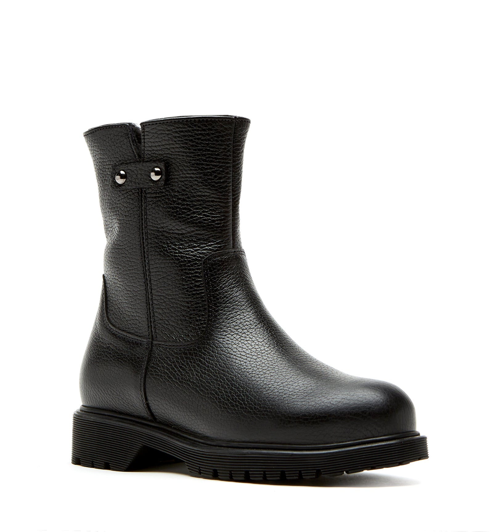 HOGAN SHEARLING-LINED PEBBLE LEATHER BOOTIE