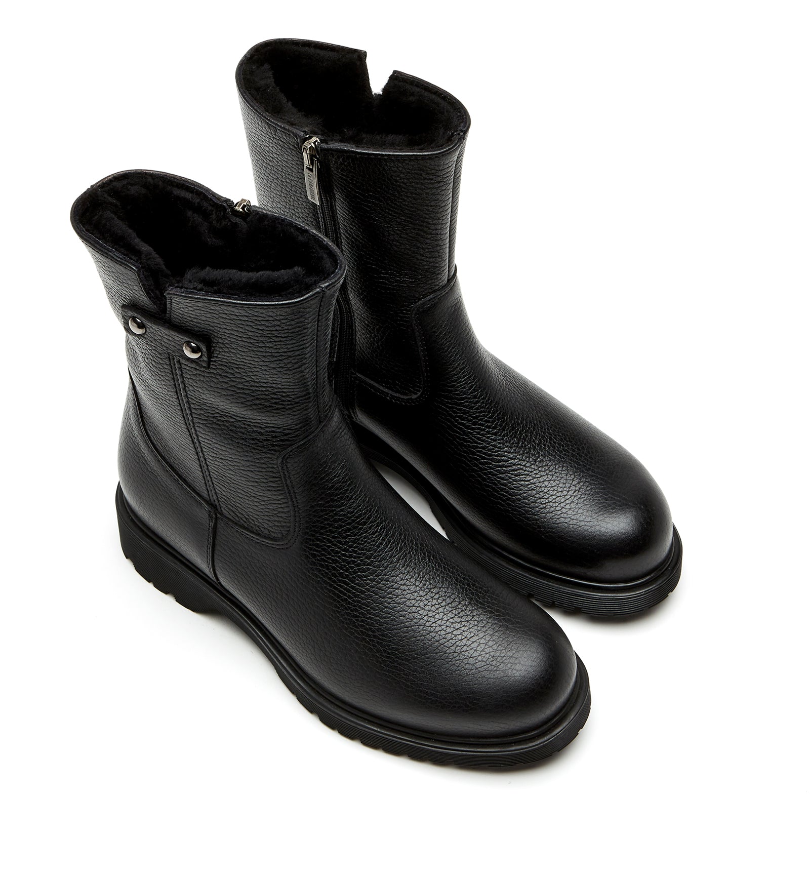 HOGAN SHEARLING-LINED PEBBLE LEATHER BOOTIE