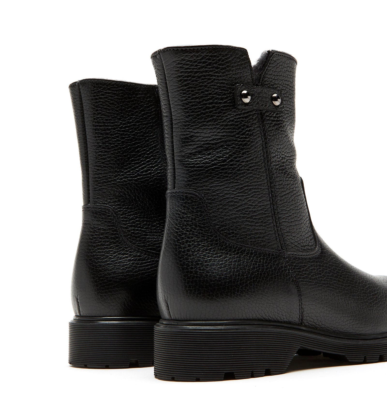 HOGAN SHEARLING-LINED PEBBLE LEATHER BOOTIE