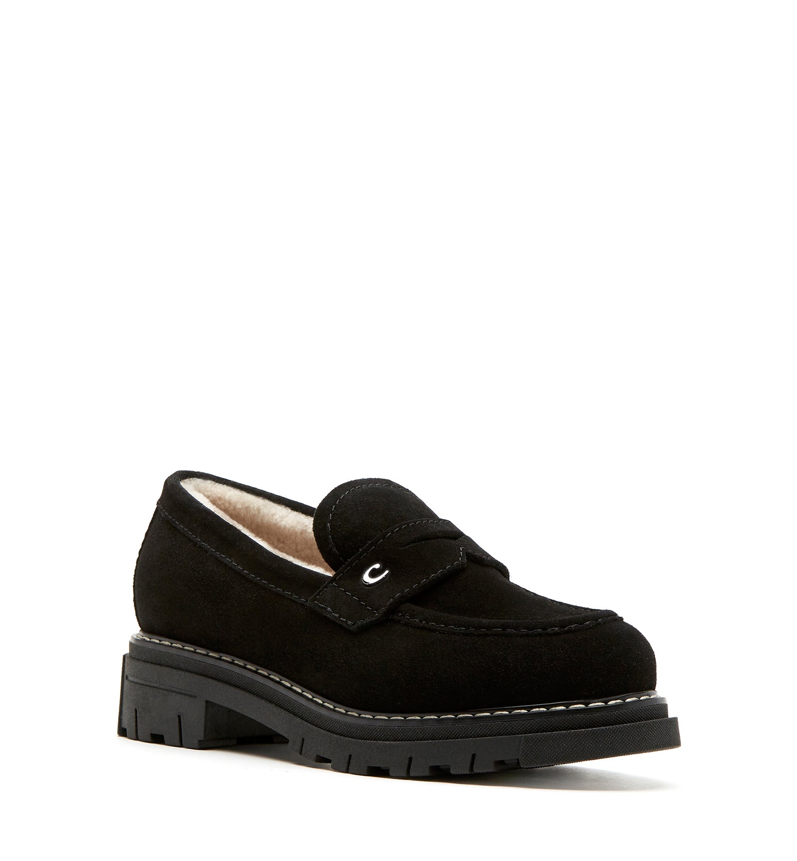 DONNY SHEARLING-LINED SUEDE LOAFER