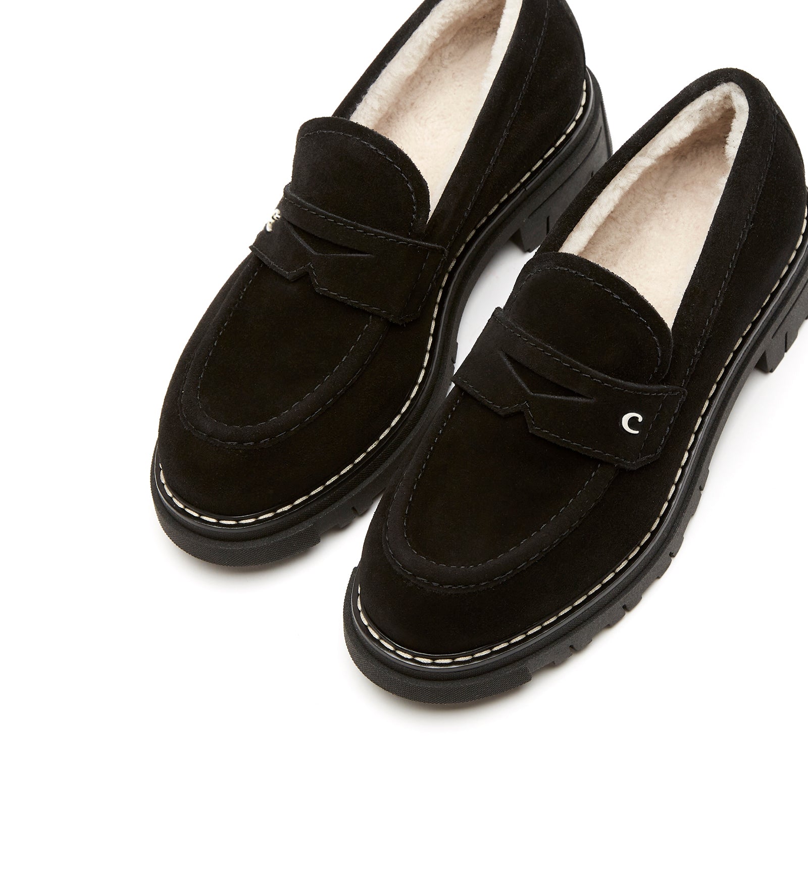 DONNY SHEARLING-LINED SUEDE LOAFER