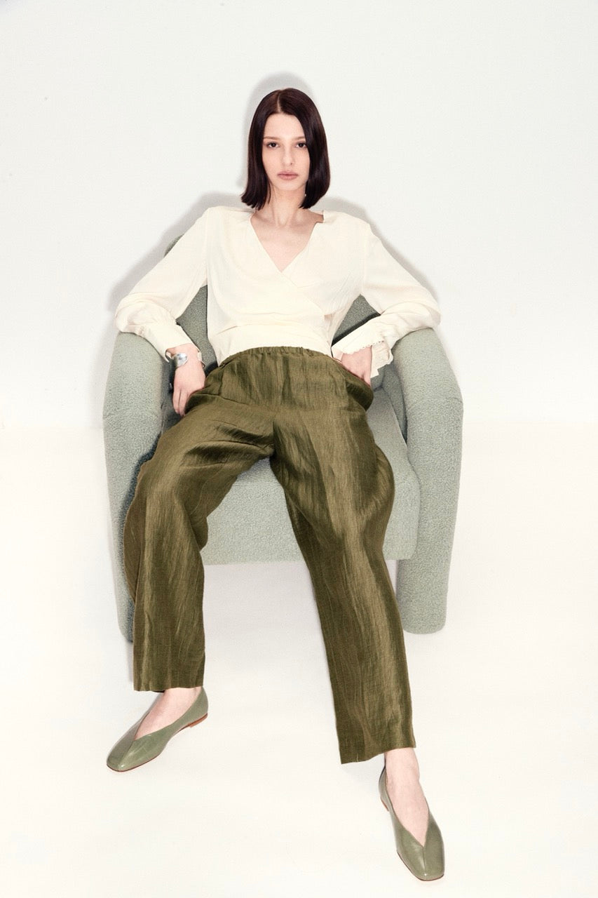 JERSEY BALLERINE EN CUIR EFFET FROISSÉ