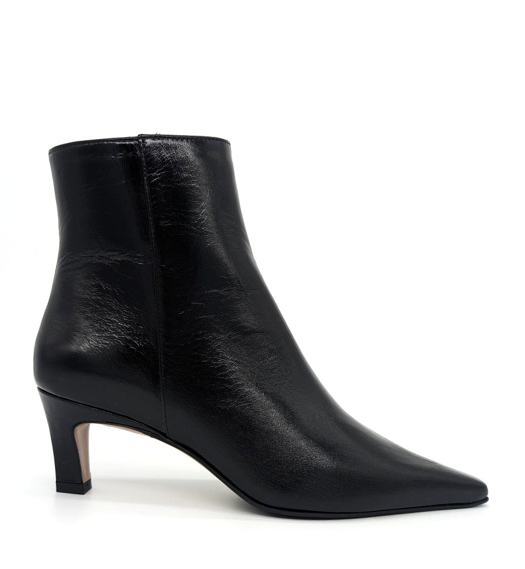 BEV CRUSHED LEATHER HEELED BOOTIE