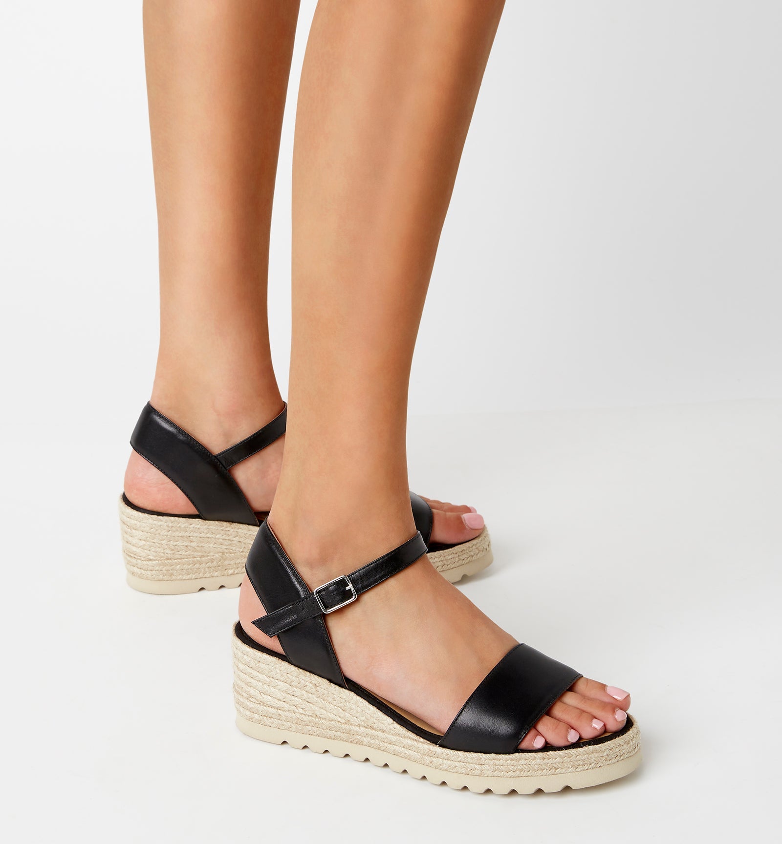 CHRISTIE LEATHER WEDGE ESPADRILLE - La Canadienne