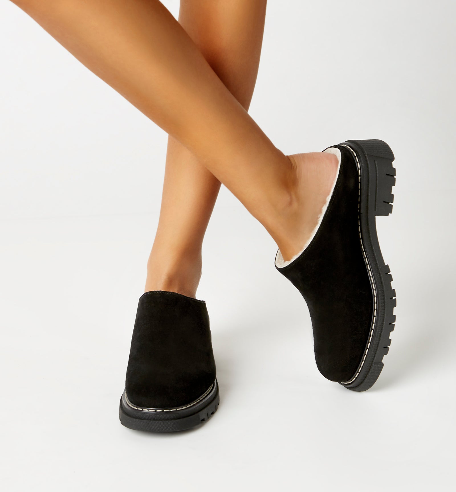 DEA SHEARLING - LINED SUEDE MULE - La Canadienne