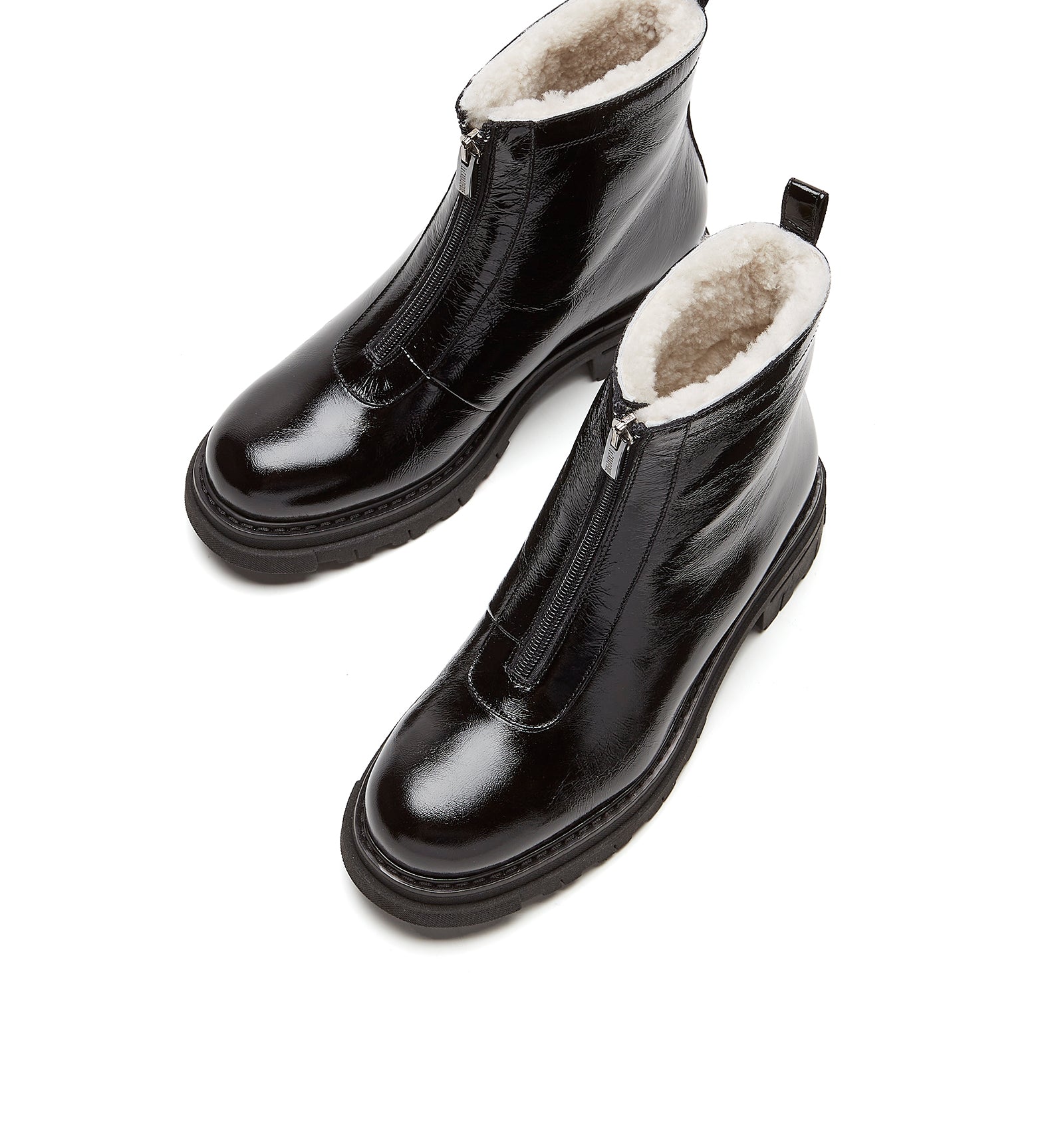 DELTA SHEARLING-LINED CRUSHED LEATHER BOOTIE — Item 3 of 5