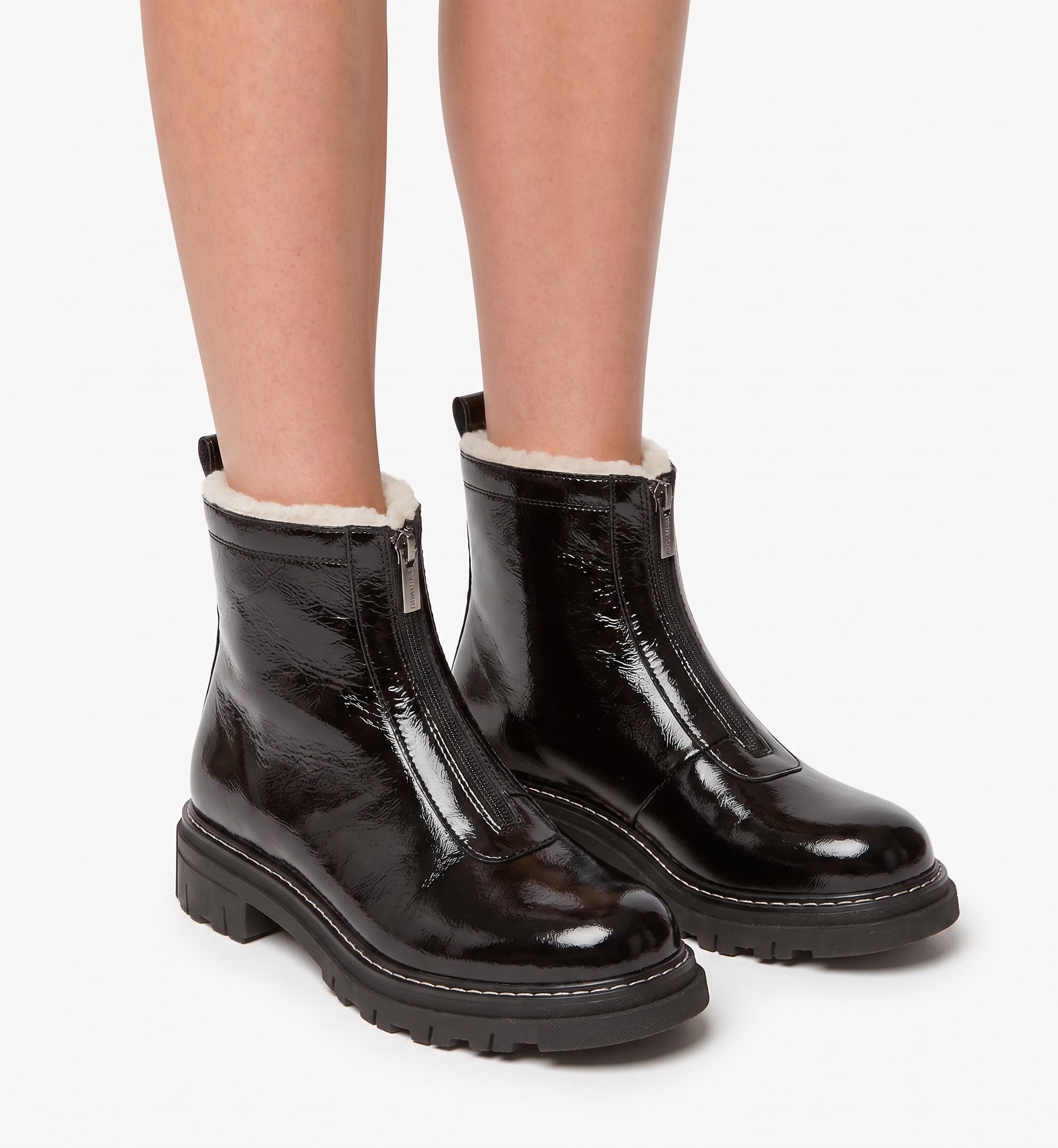 DELTA SHEARLING-LINED CRUSHED LEATHER BOOTIE — Item 6 of 6