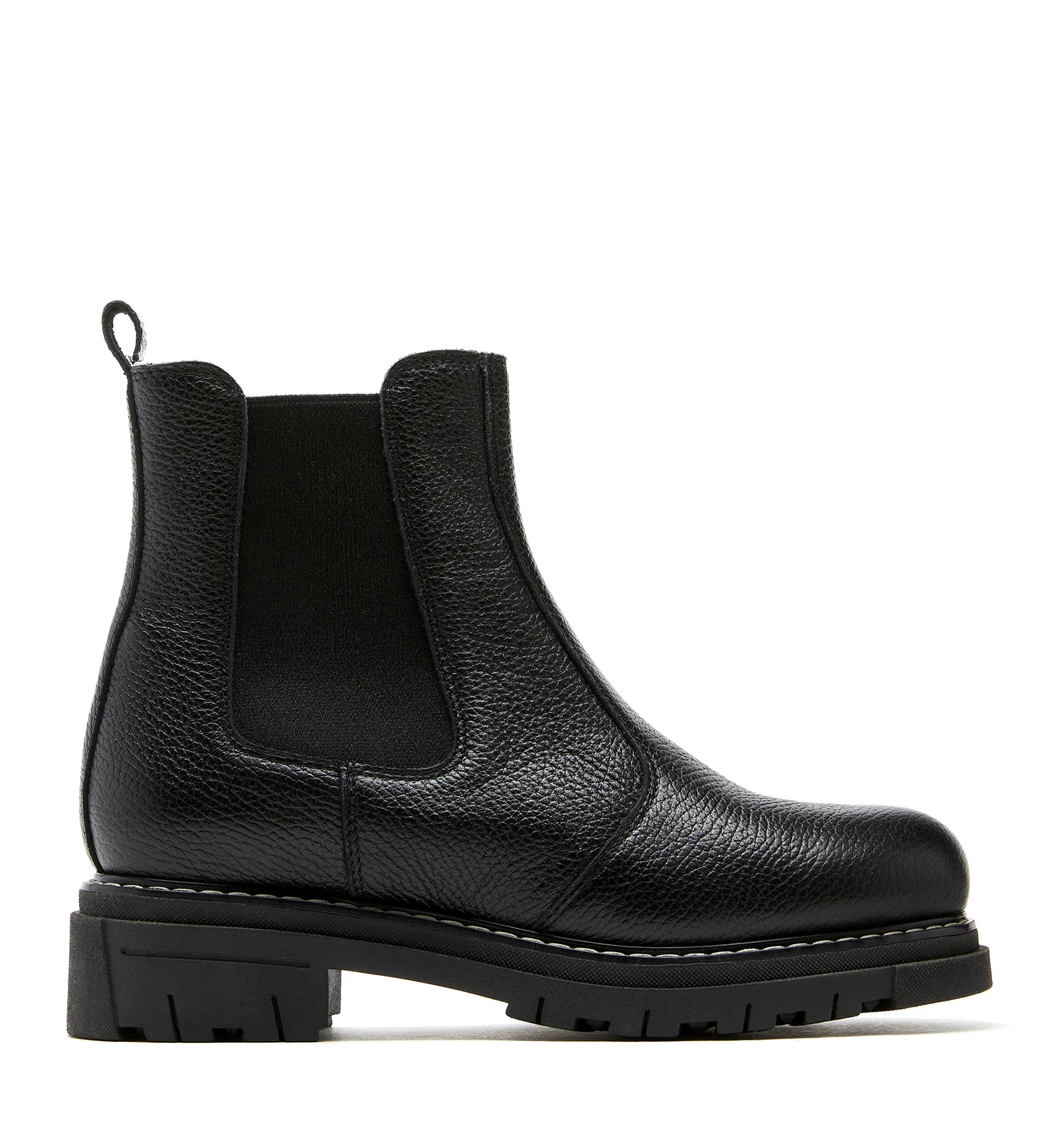 DERRICK SHEARLING-LINED PEBBLED LEATHER BOOTIE