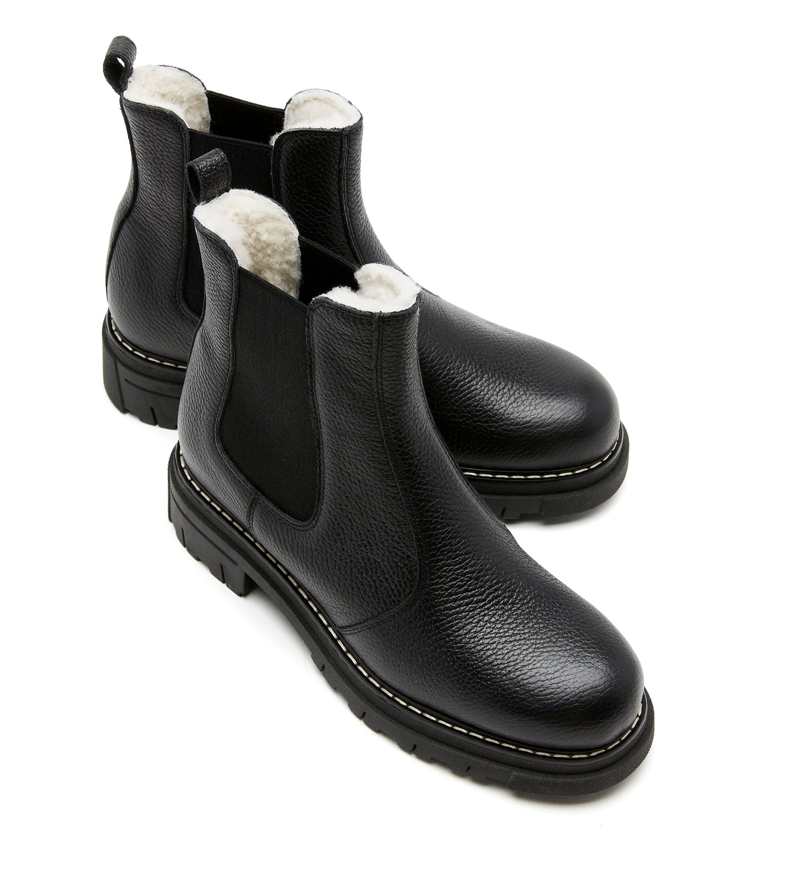 DERRICK SHEARLING-LINED PEBBLED LEATHER BOOTIE