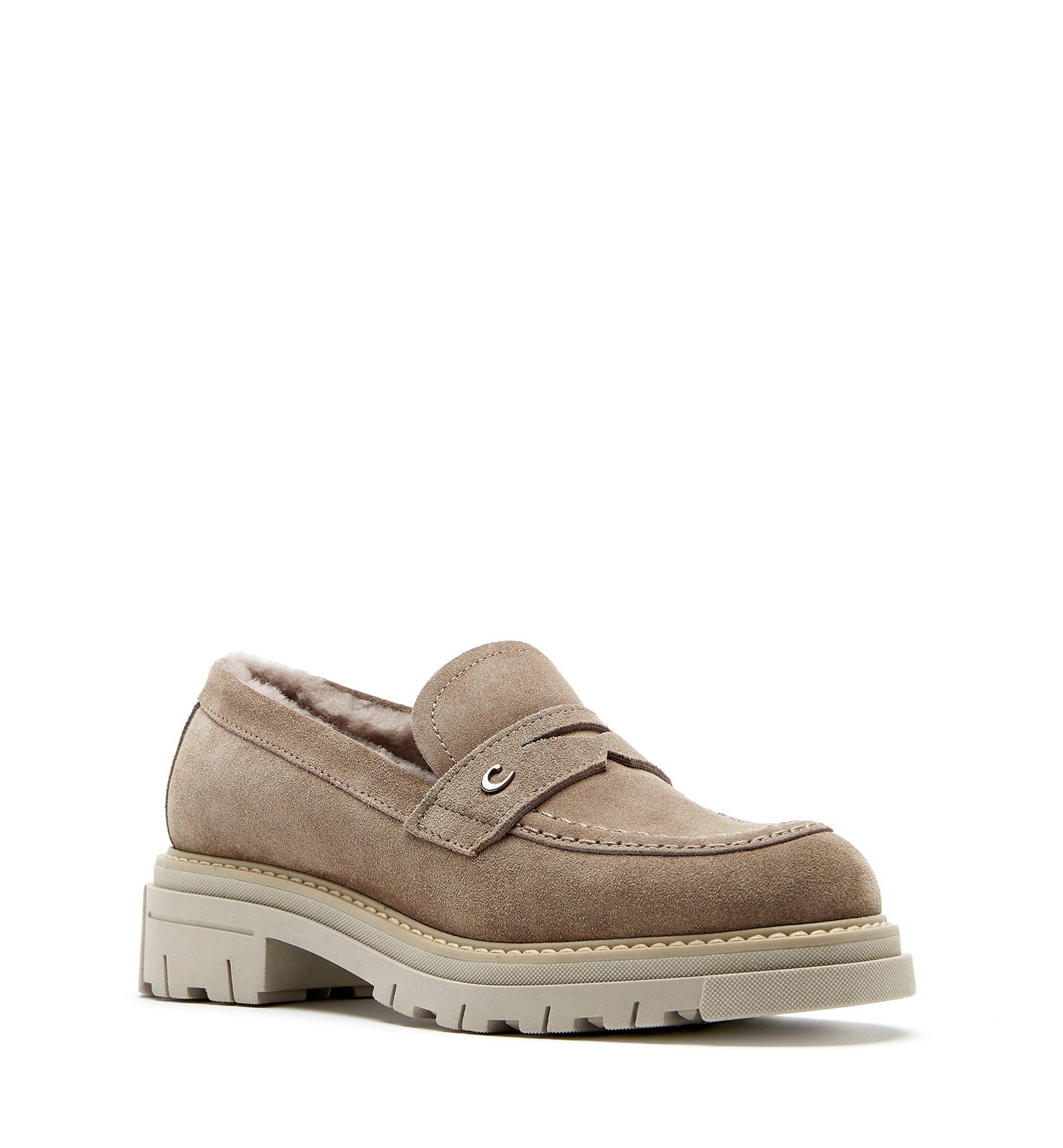 DONNY SHEARLING-LINED SUEDE LOAFER