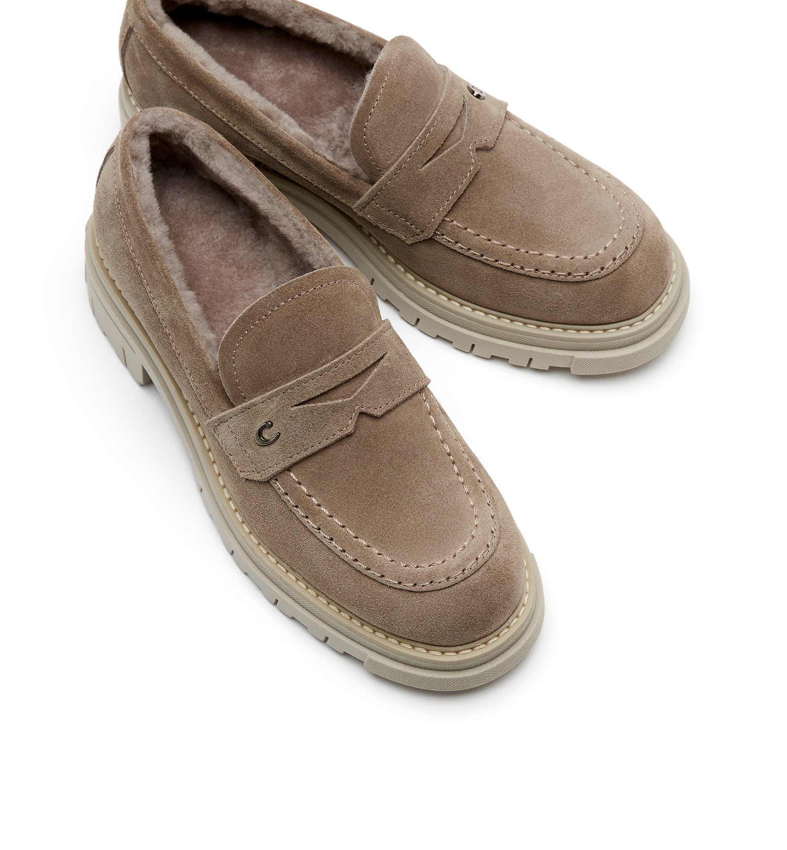 DONNY SHEARLING-LINED SUEDE LOAFER