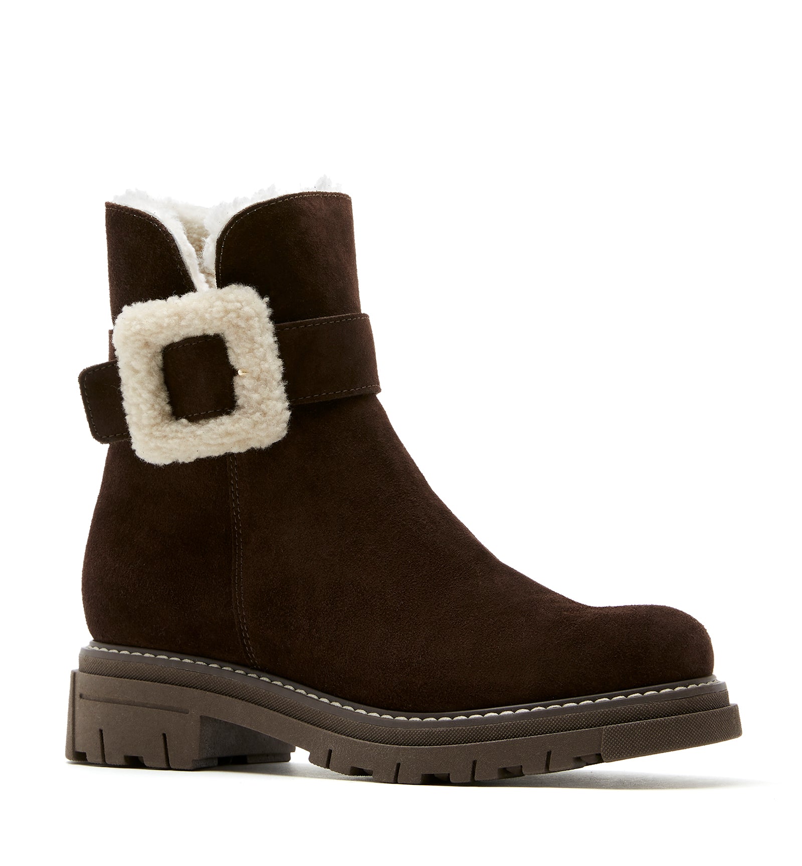 DOUG SHEARLING-LINED SUEDE BOOTIE