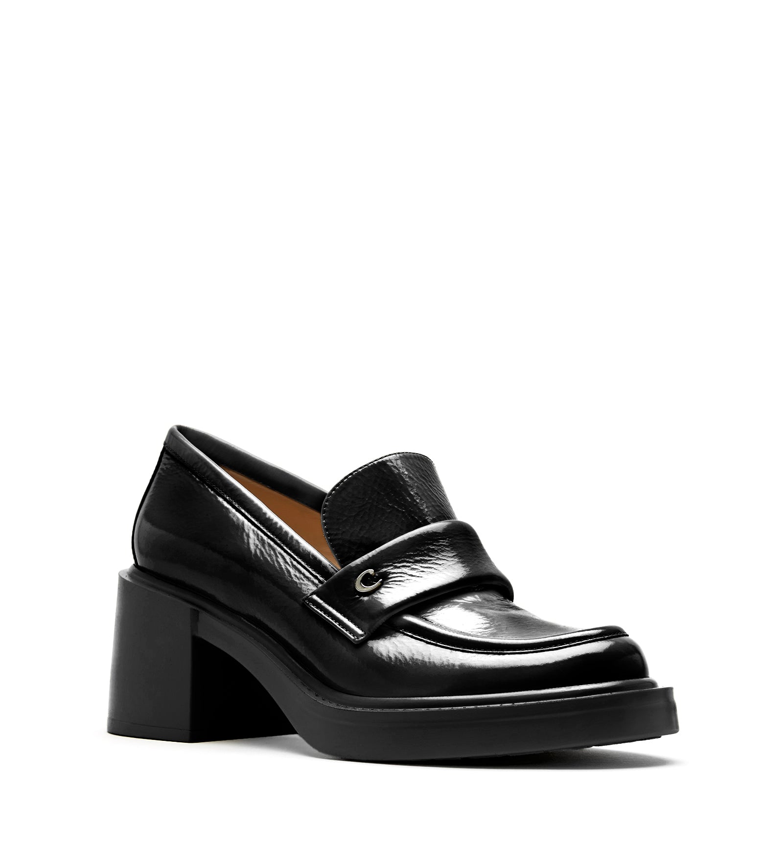 FABRIZIA CRINKLE LEATHER HEELED LOAFER - La Canadienne