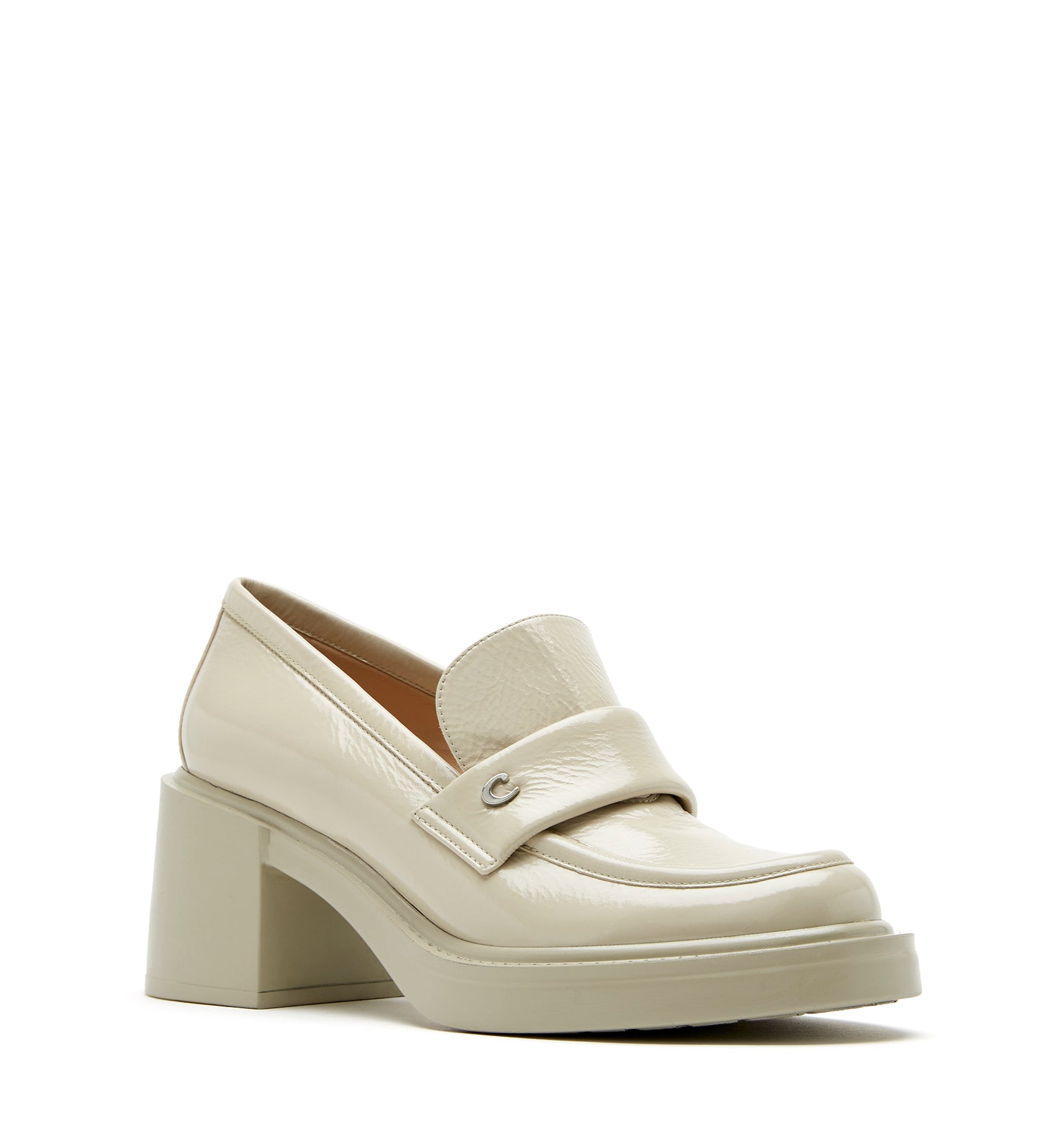 FABRIZIA CRINKLE LEATHER HEELED LOAFER - La Canadienne