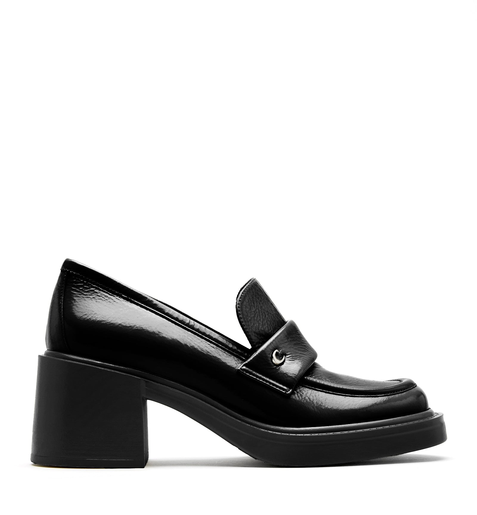 FABRIZIA CRINKLE LEATHER HEELED LOAFER - La Canadienne