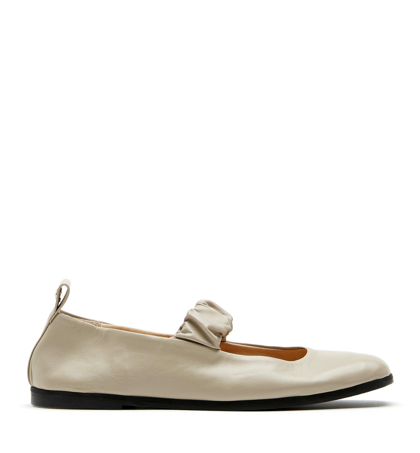 GREY LEATHER MARY JANE FLAT - La Canadienne