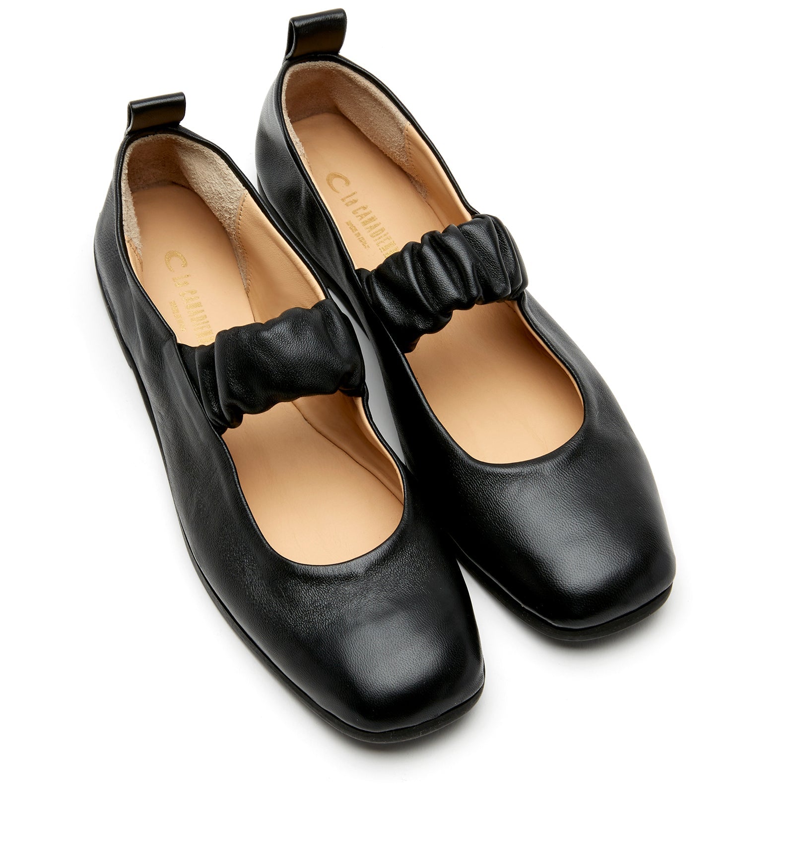 GREY LEATHER MARY JANE FLAT - La Canadienne