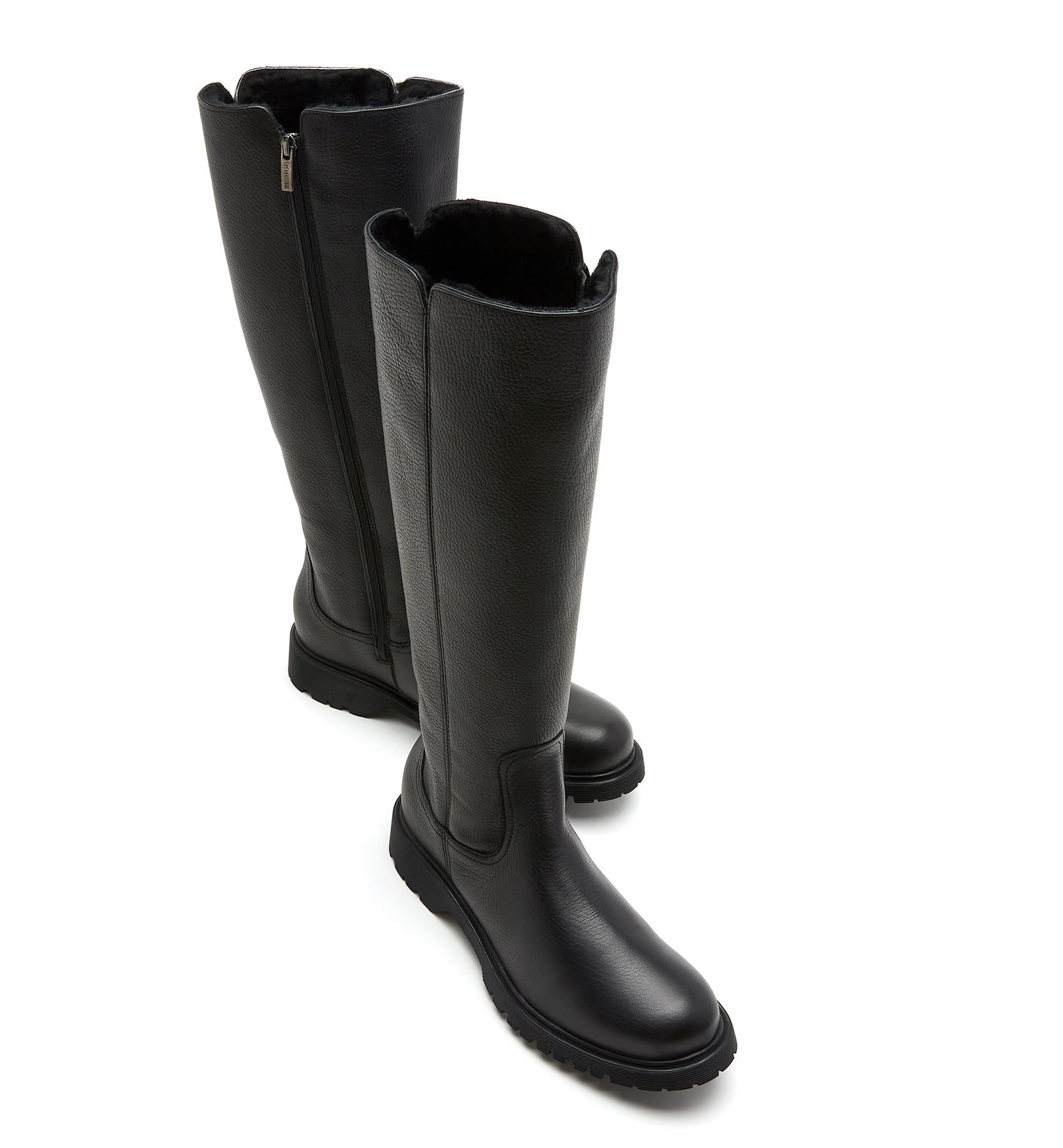 HARRY SHEARLING-LINED PEBBLE LEATHER BOOT