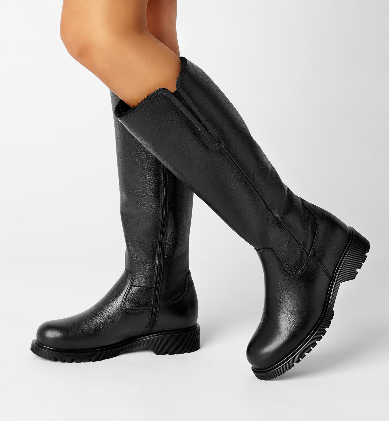 HELENE SHEARLING - LINED PEBBLED LEATHER BOOT - La Canadienne