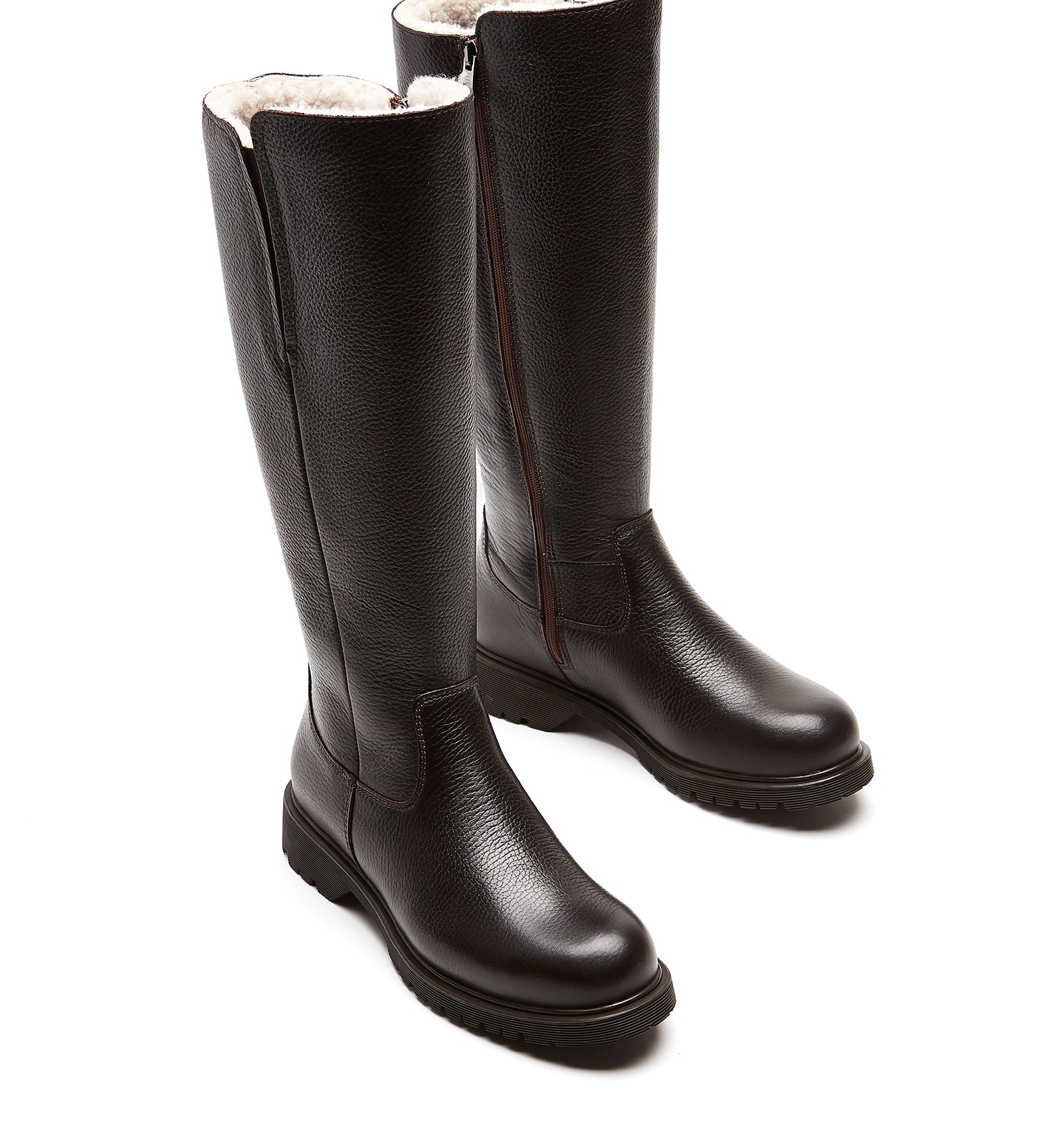 HELENE SHEARLING - LINED PEBBLED LEATHER BOOT - La Canadienne