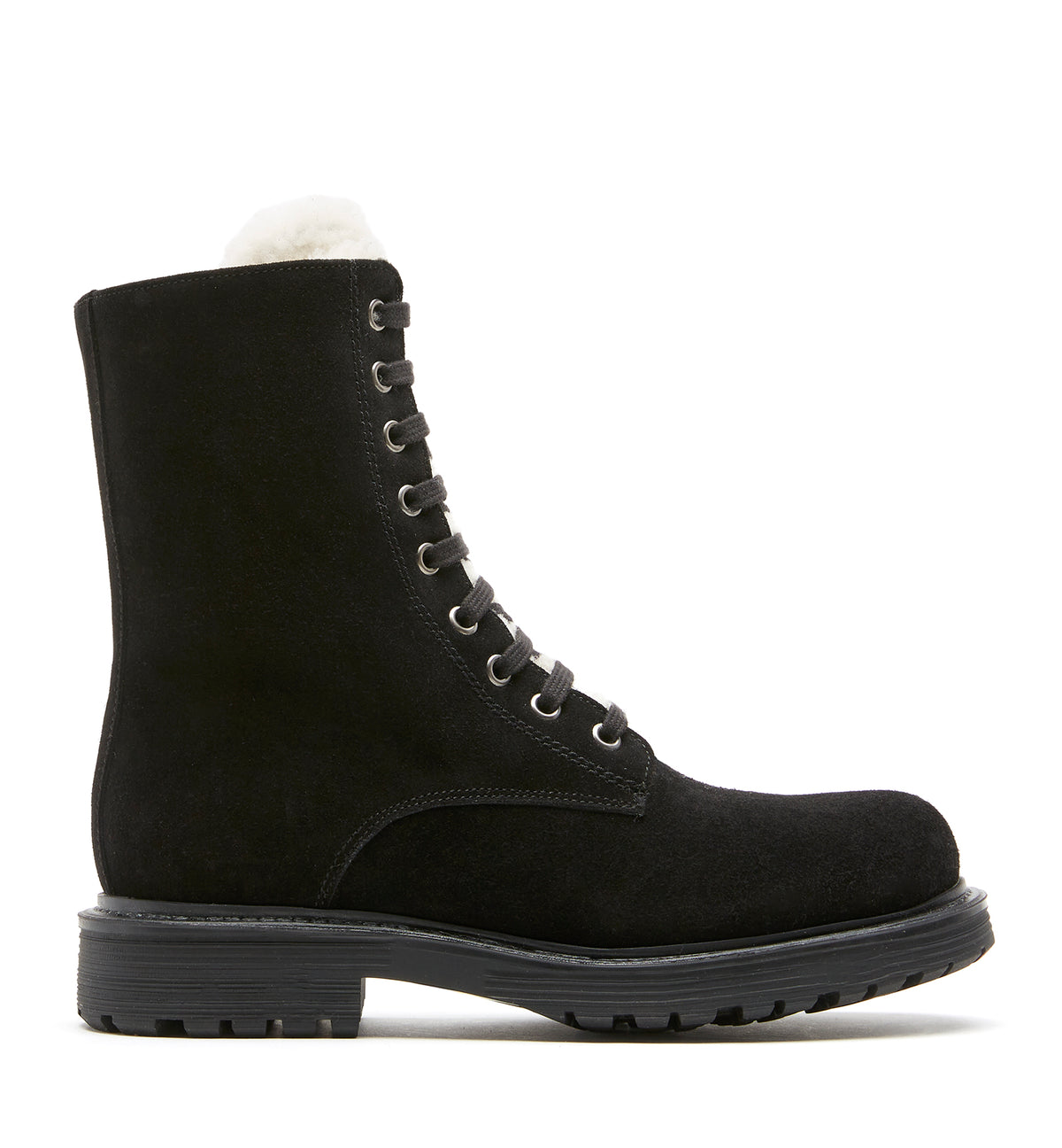 HELPFUL SHEARLING LINED SUEDE LACE UP BOOTIE - La Canadienne