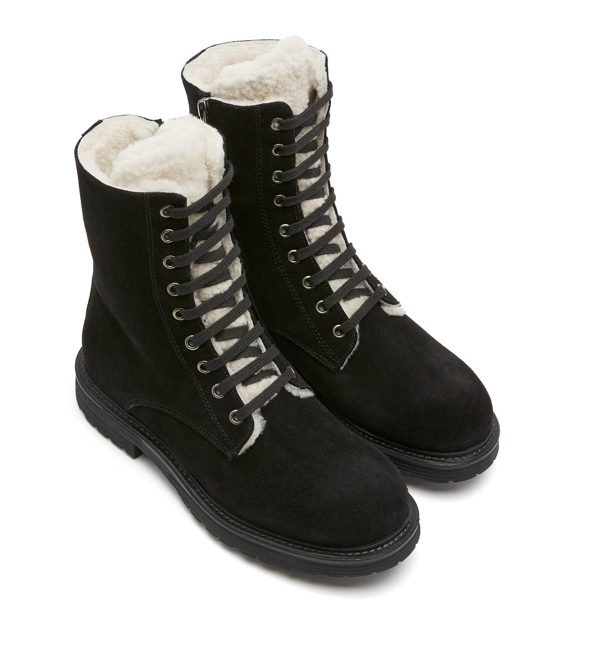 HELPFUL SHEARLING LINED SUEDE LACE UP BOOTIE - La Canadienne