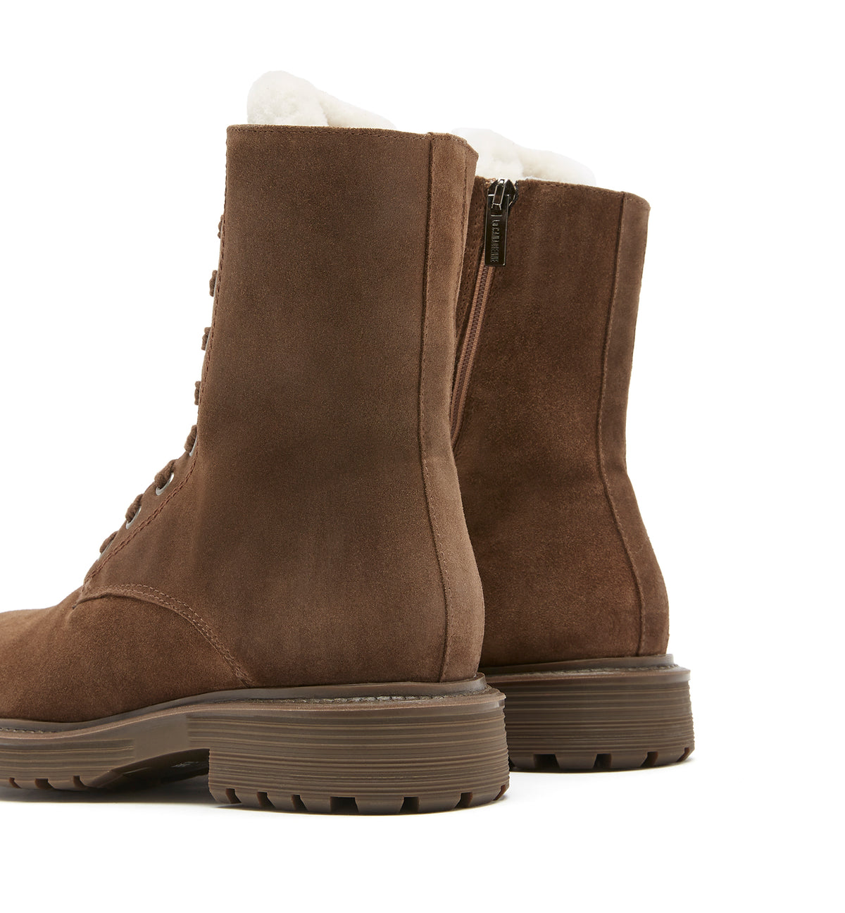 HELPFUL SHEARLING LINED SUEDE LACE UP BOOTIE - La Canadienne