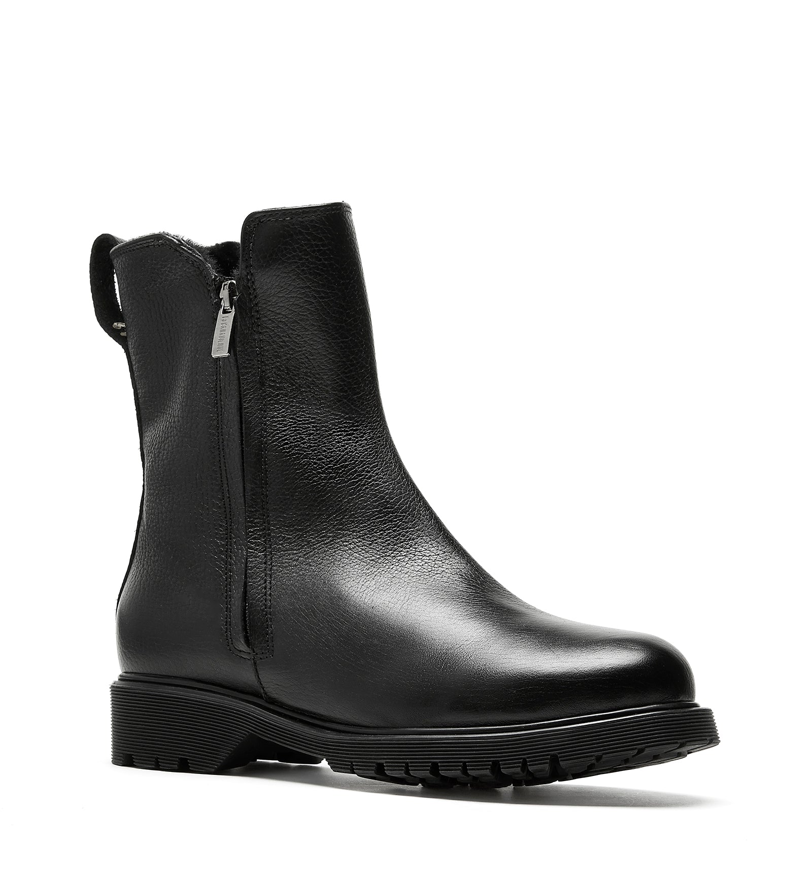 HUEY SHEARLING-LINED LEATHER BOOTIE