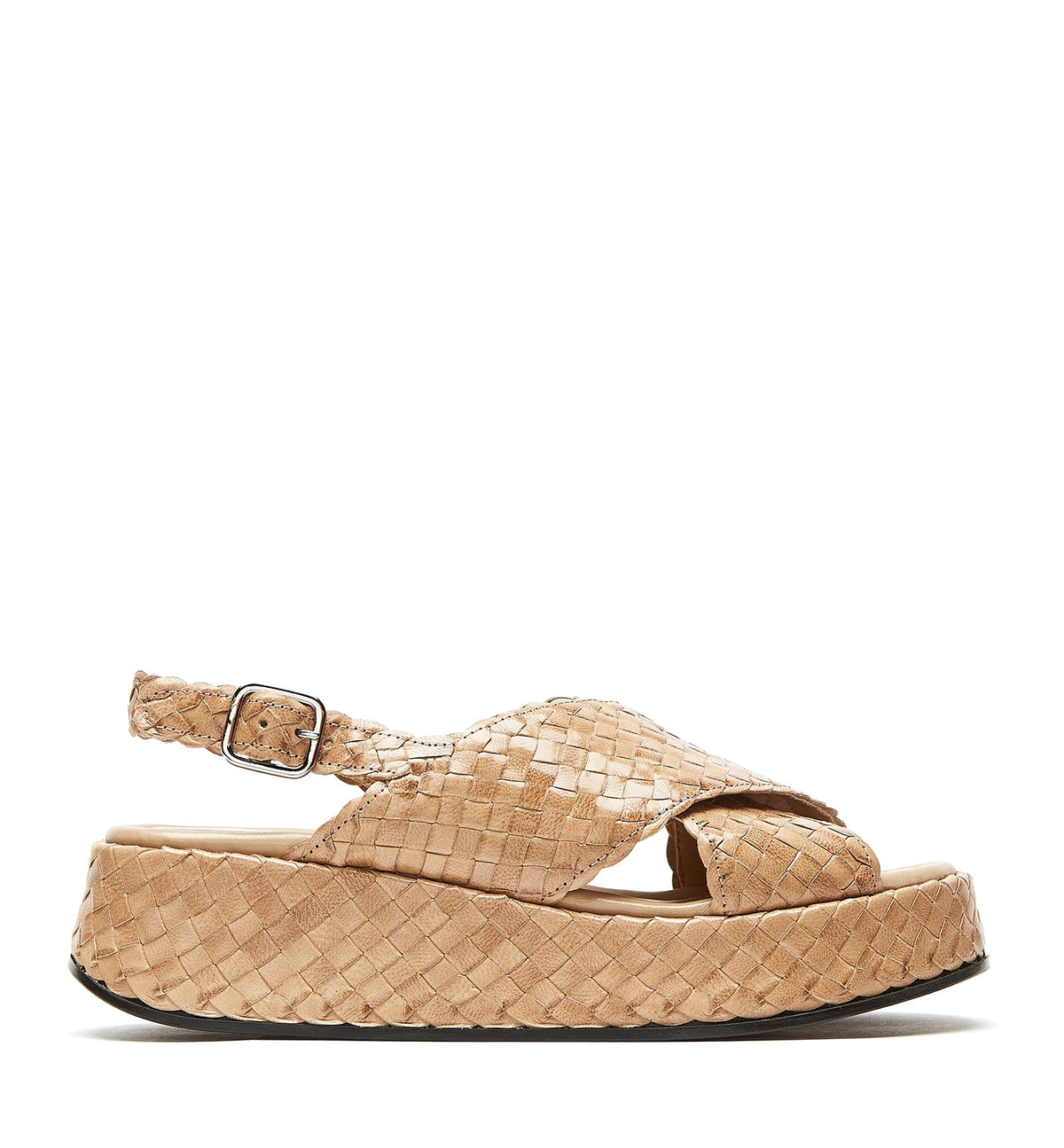 PACIFIK WOVEN LEATHER SANDAL La CANADIENNE Made in Spain Pacifik Sky Blue Woven Platform Slingback Sandals main image 0