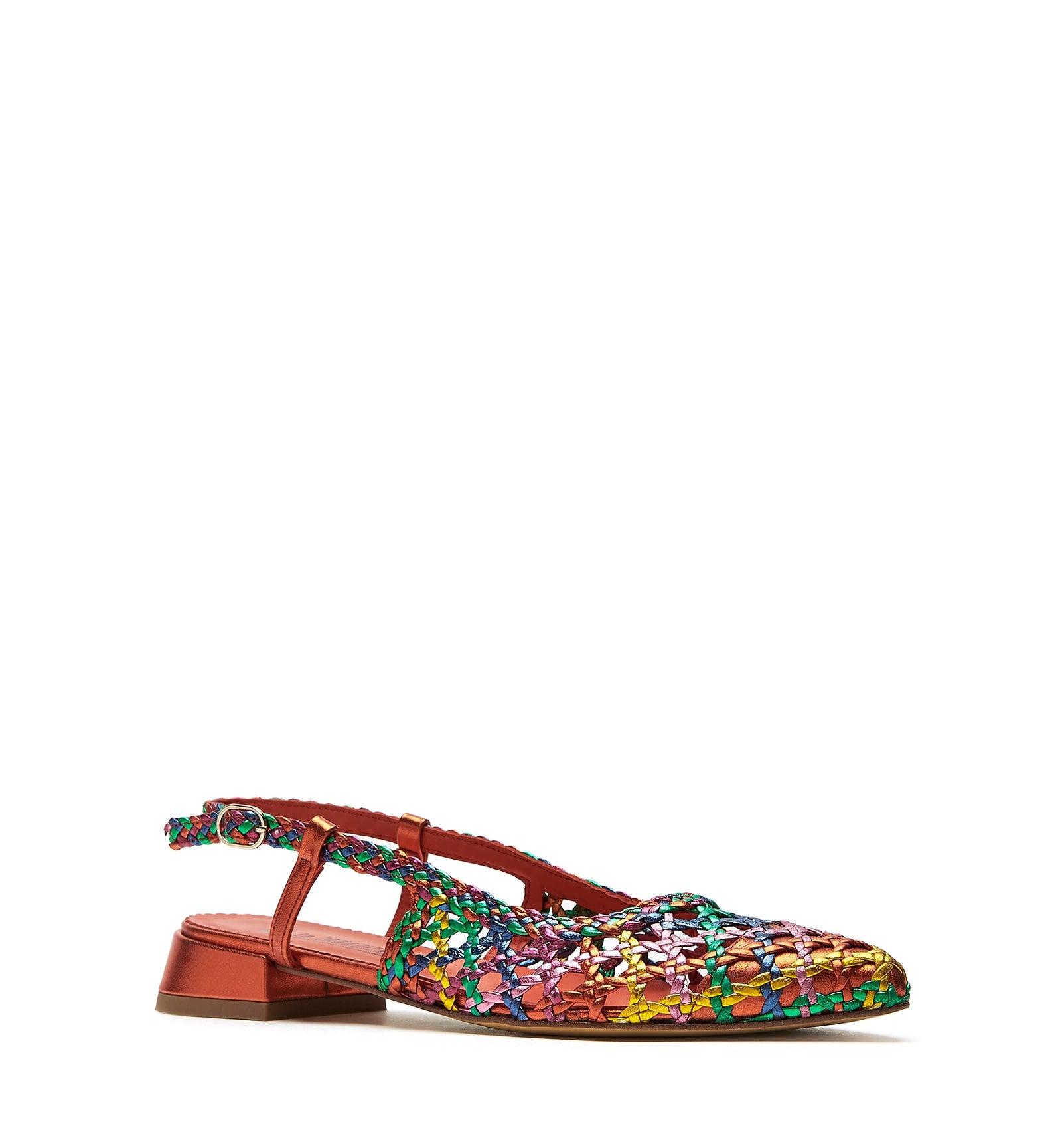 PLAYFUL SLINGBACK WOVEN LEATHER FLAT - La Canadienne