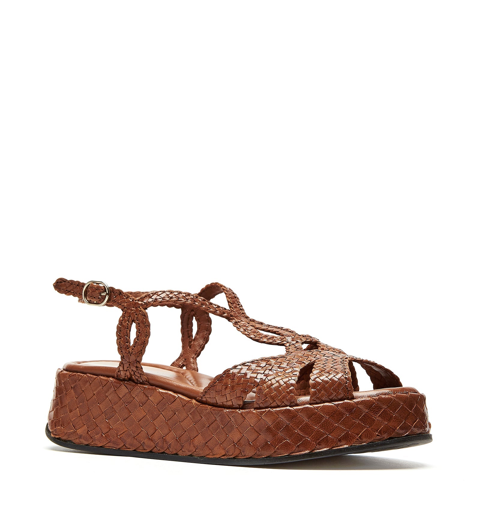 PONY WOVEN LEATHER PLATFORM SANDAL - La Canadienne
