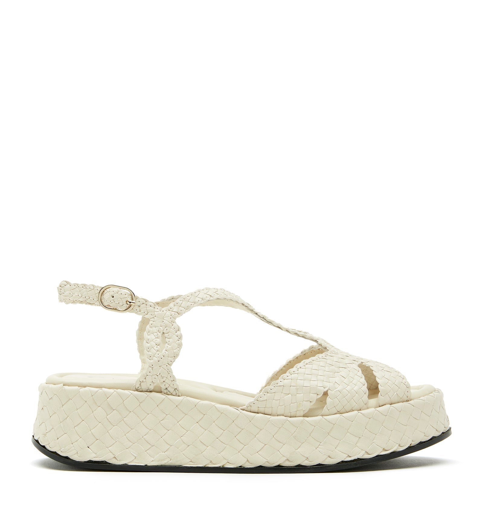 PONY WOVEN LEATHER PLATFORM SANDAL - La Canadienne