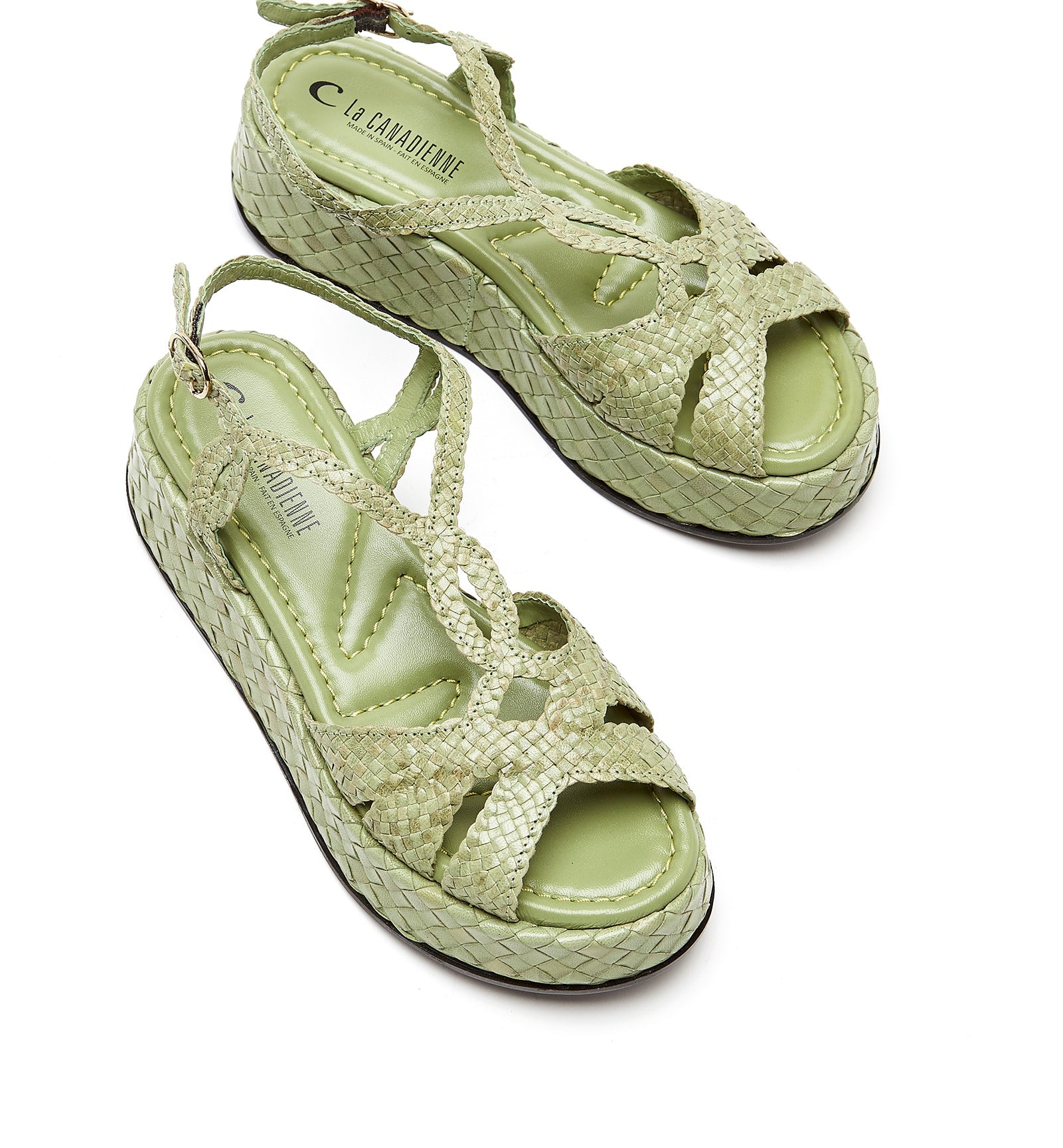 PONY WOVEN LEATHER PLATFORM SANDAL - La Canadienne