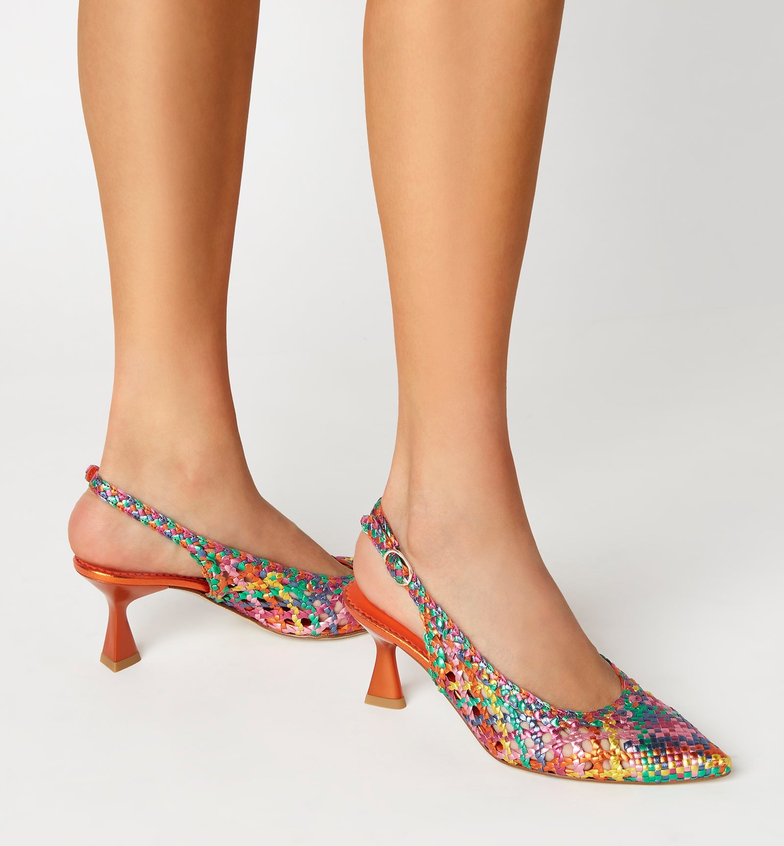 PUMP SLINGBACK WOVEN LEATHER PUMP - La Canadienne