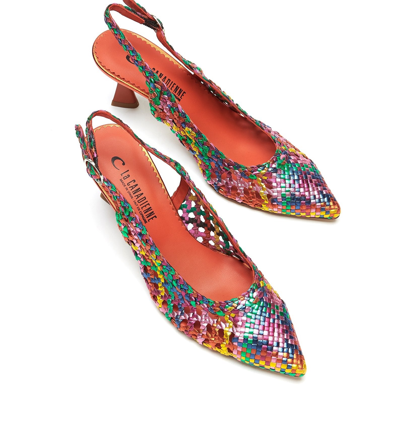 PUMP SLINGBACK WOVEN LEATHER PUMP - La Canadienne
