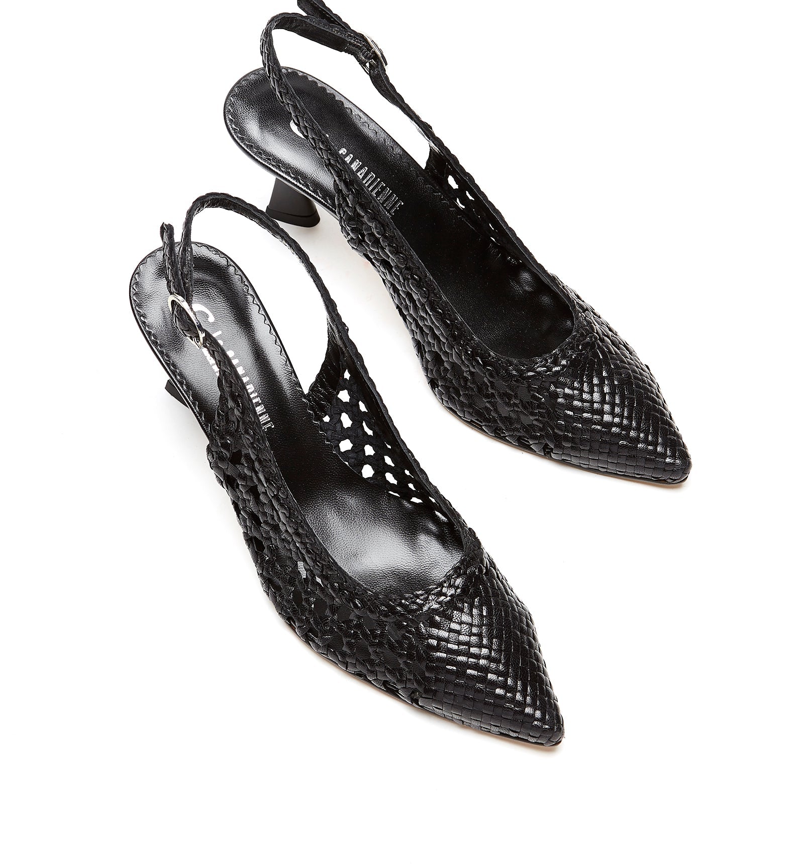 PUMP SLINGBACK WOVEN LEATHER PUMP