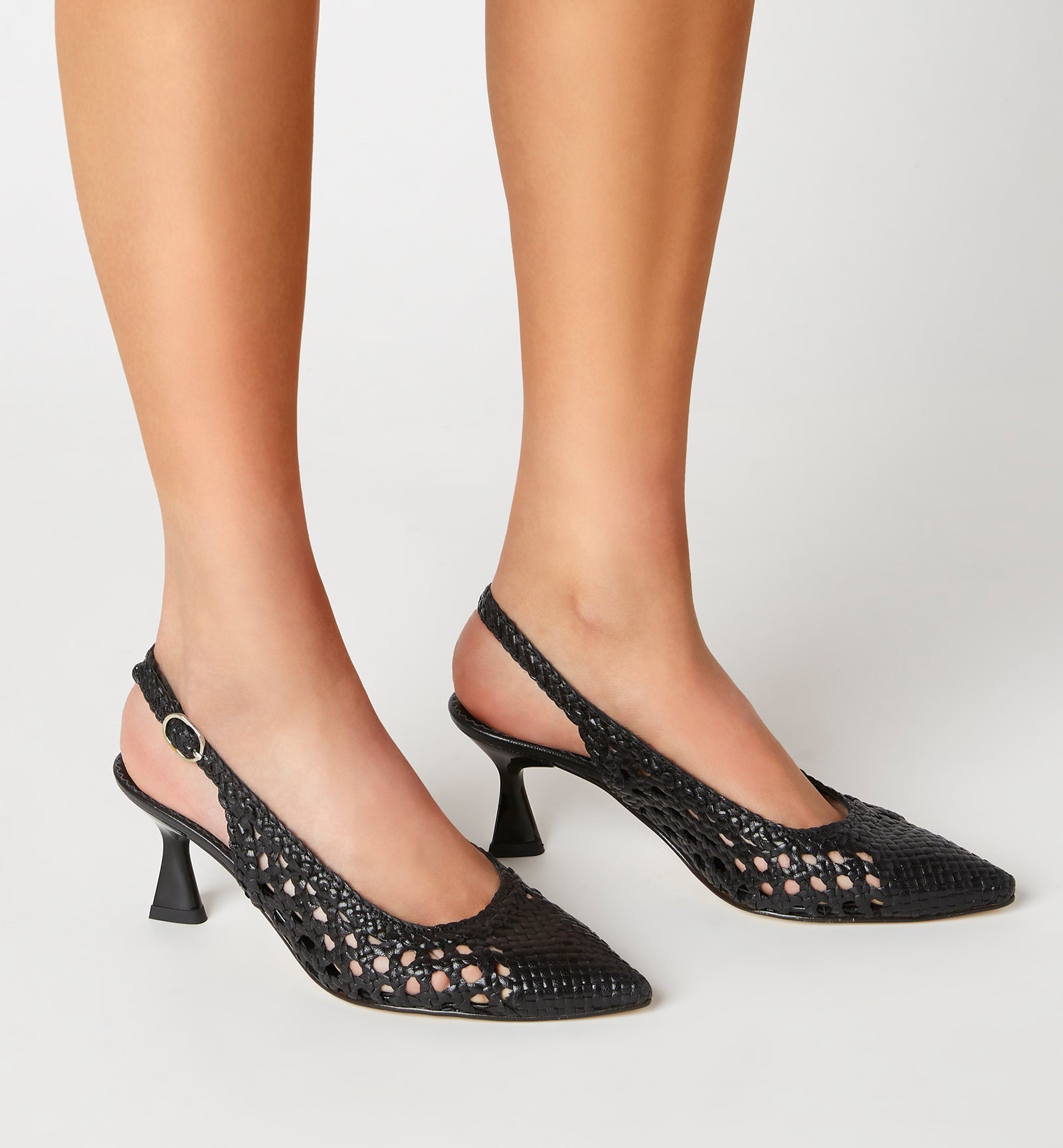 PUMP SLINGBACK WOVEN LEATHER PUMP