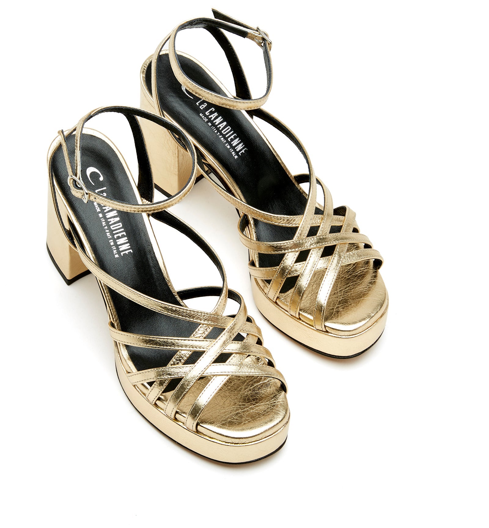 RECALL CRINKLE LEATHER PLATFORM SANDAL - La Canadienne