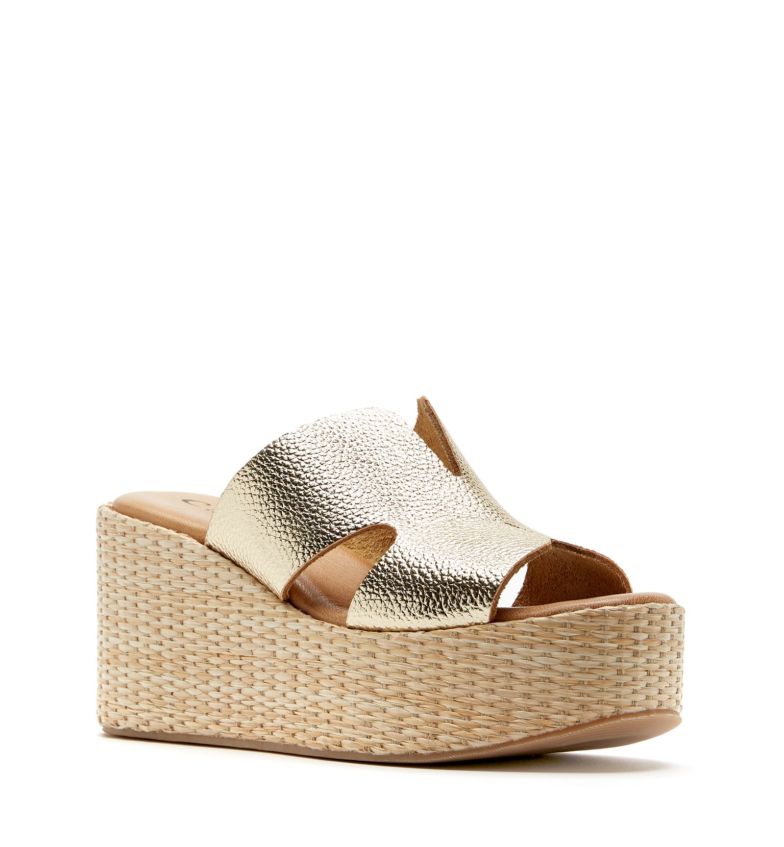 SILVER LEATHER WEDGE SANDAL - La Canadienne