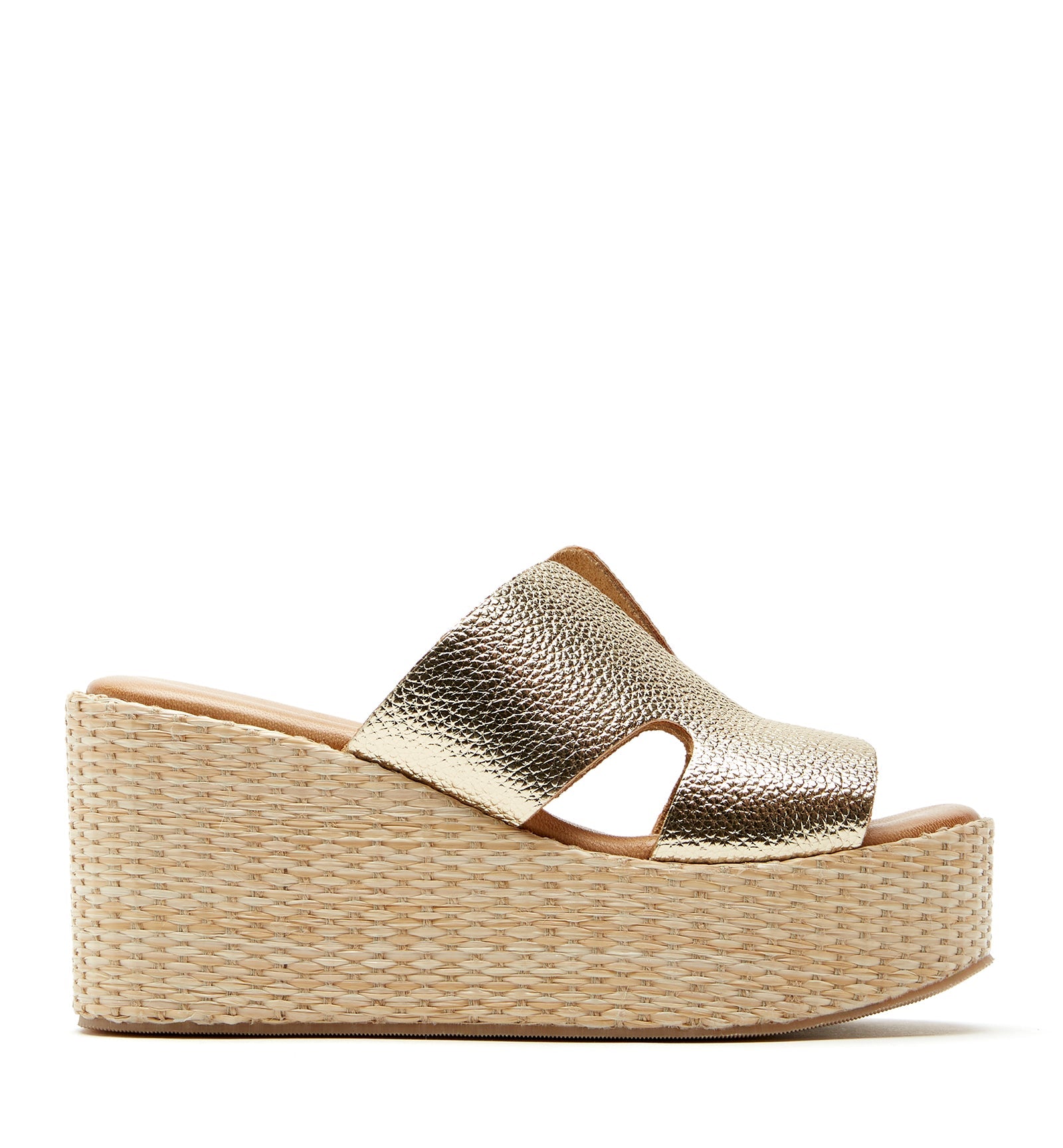 SILVER LEATHER WEDGE SANDAL - La Canadienne