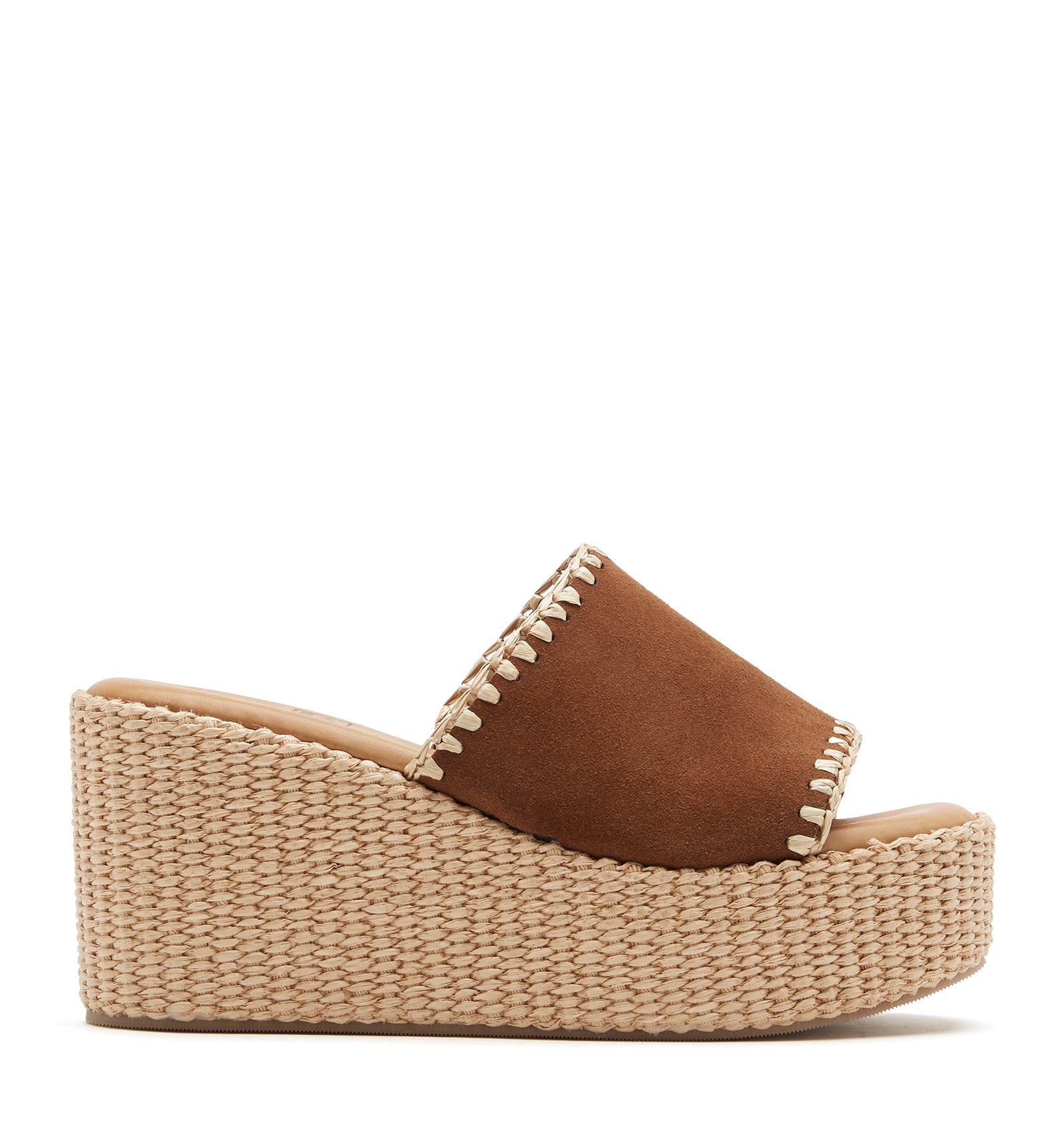 SPARTA SUEDE AND RAFFIA WEDGE SANDAL