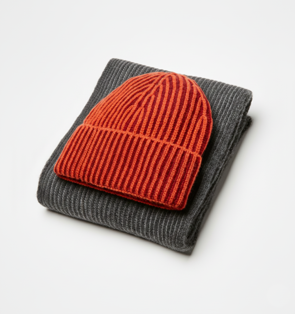 ENSEMBLE BONNET ET ÉCHARPE EN CACHEMIRE (WALLACE & WARD)