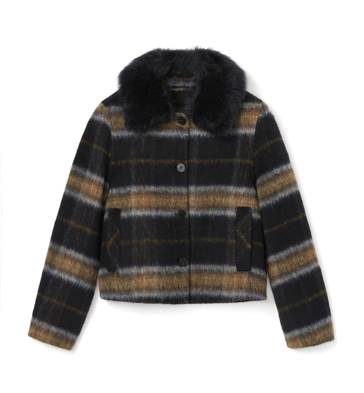 ZAHERA SHORT PLAID WOOL BLEND COAT - La Canadienne