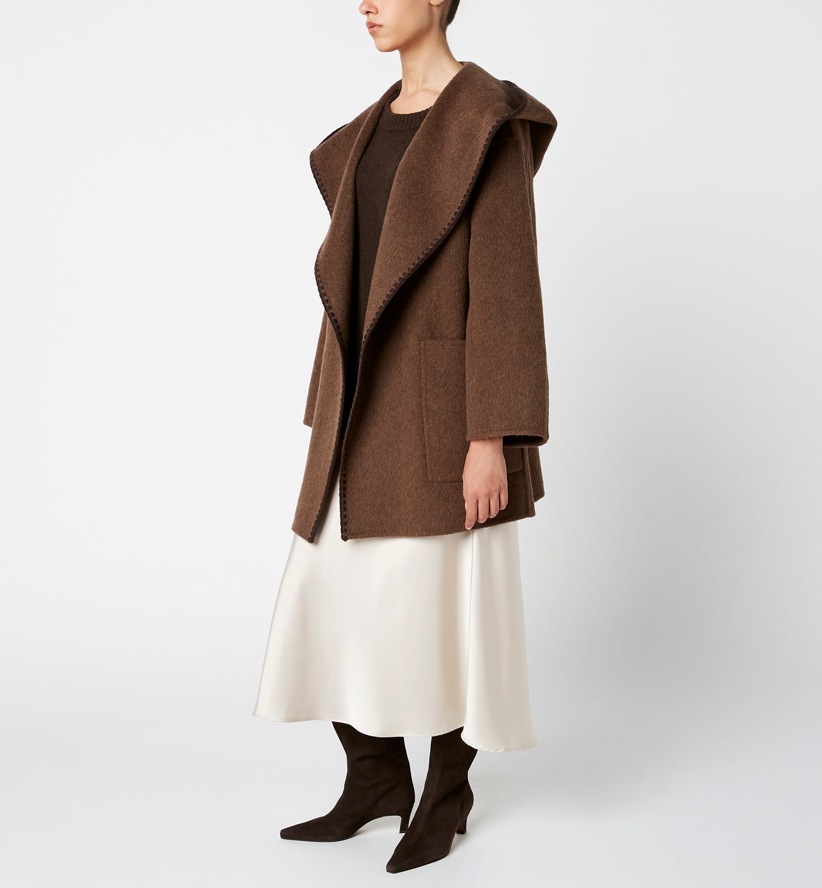 ZANDER MANTEAU CROISÉ COURT EN LAINE MÉLANGÉE