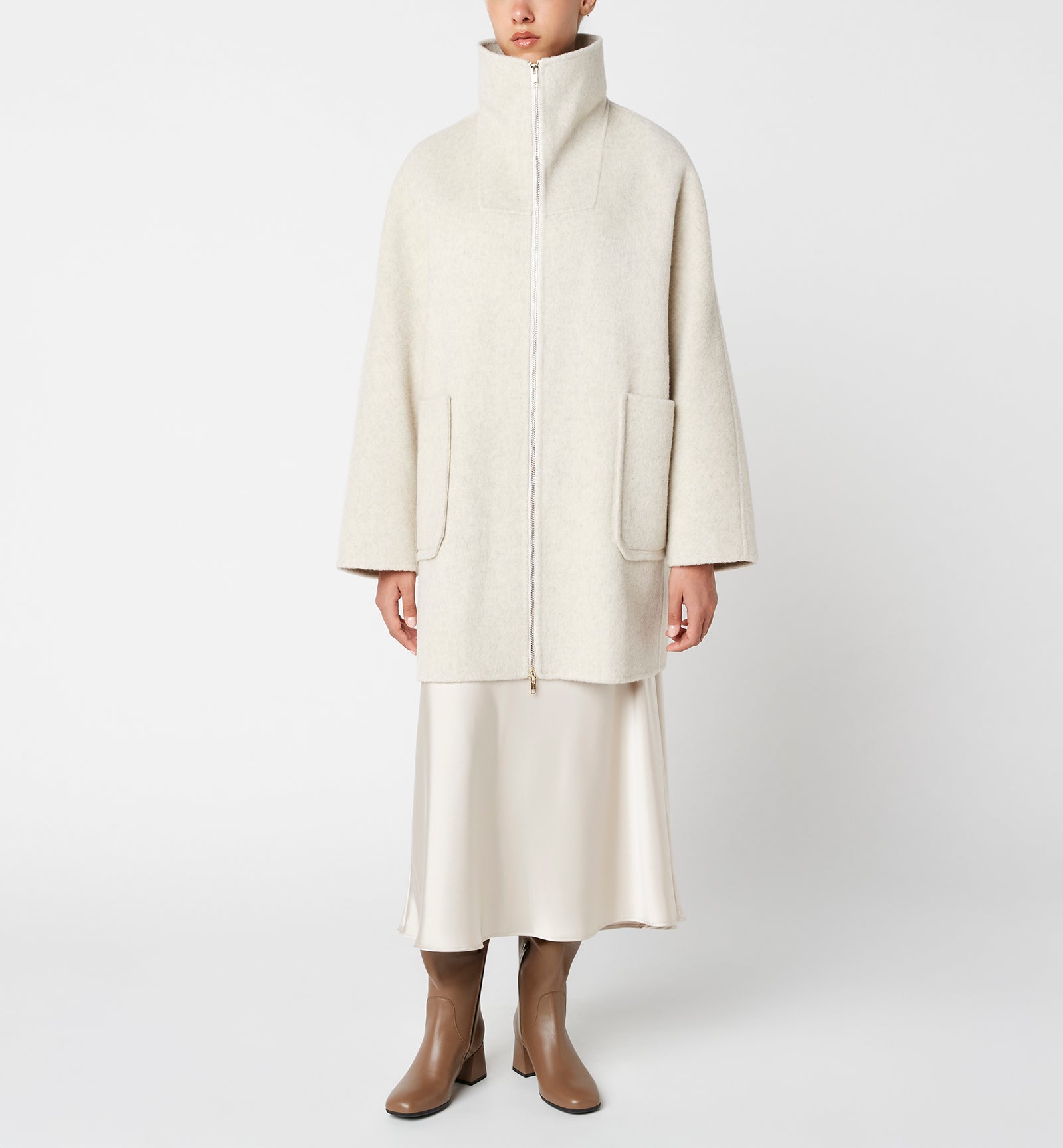 ZEV MANTEAU EN LAINE À FERMETURE ZIPPÉE