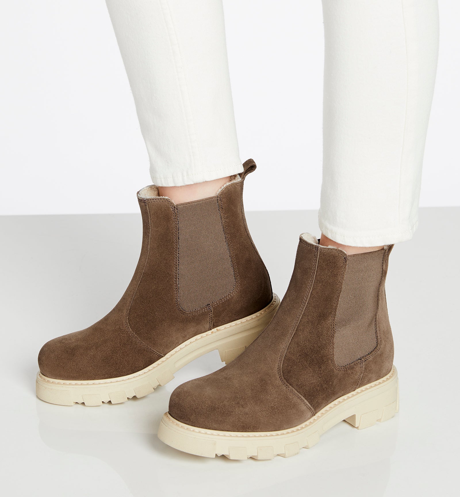 ADELYN SHEARLING-LINED SUEDE BOOTIE