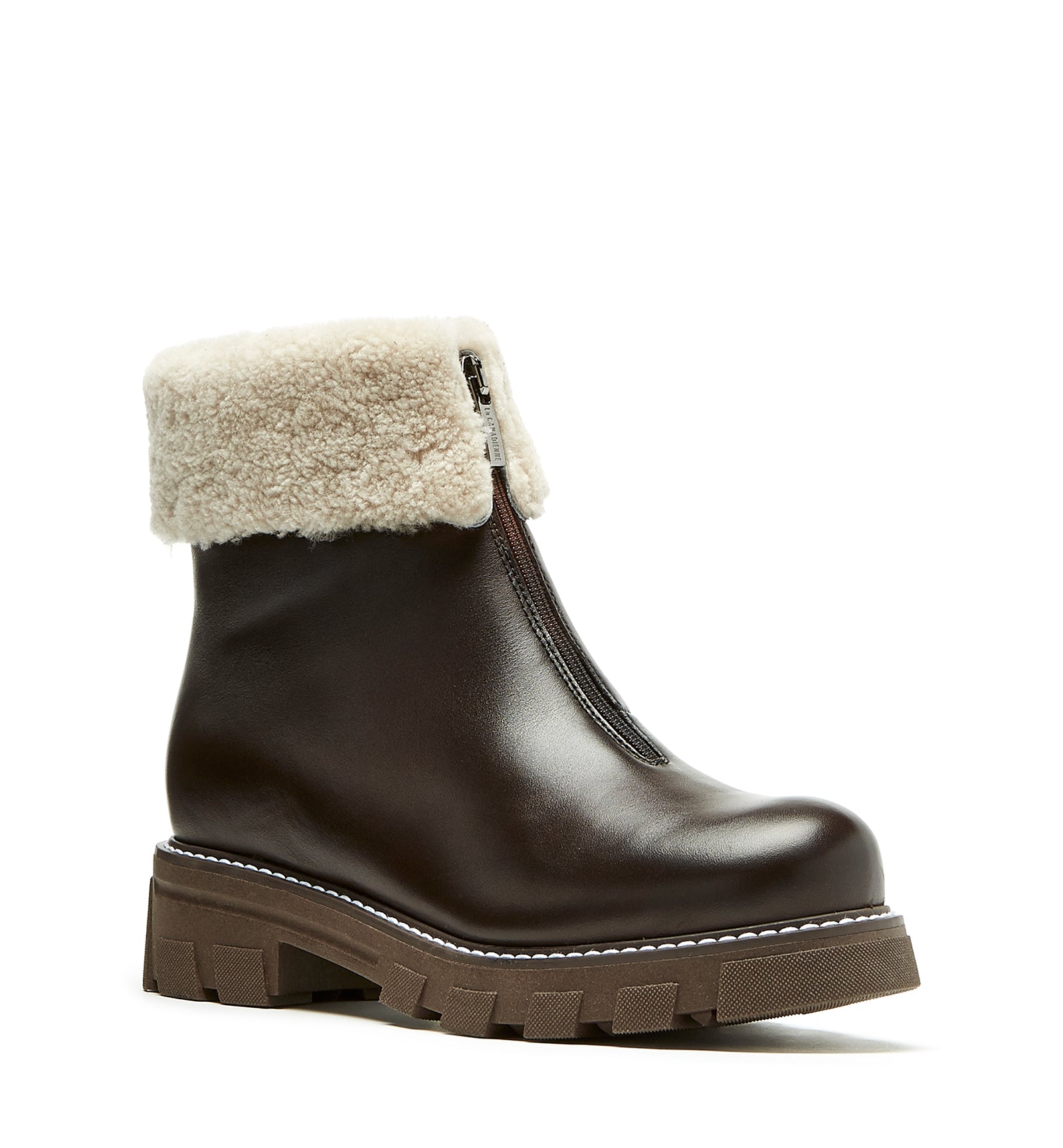 ABBA SHEARLING-LINED LEATHER BOOTIE