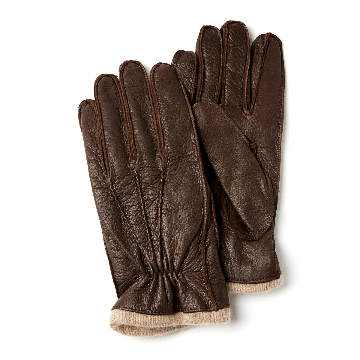 Gants En Cuir Portolano Homme - Taille XL - Beige - Doublure Cachemire - Neuf Avec étiquettes