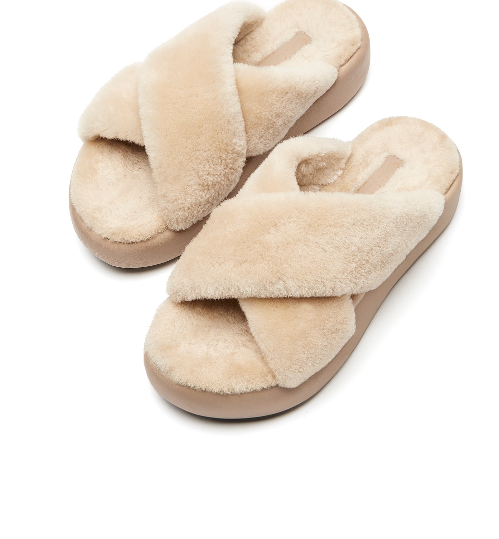 GRETA LEATHER SHEARLING SANDAL